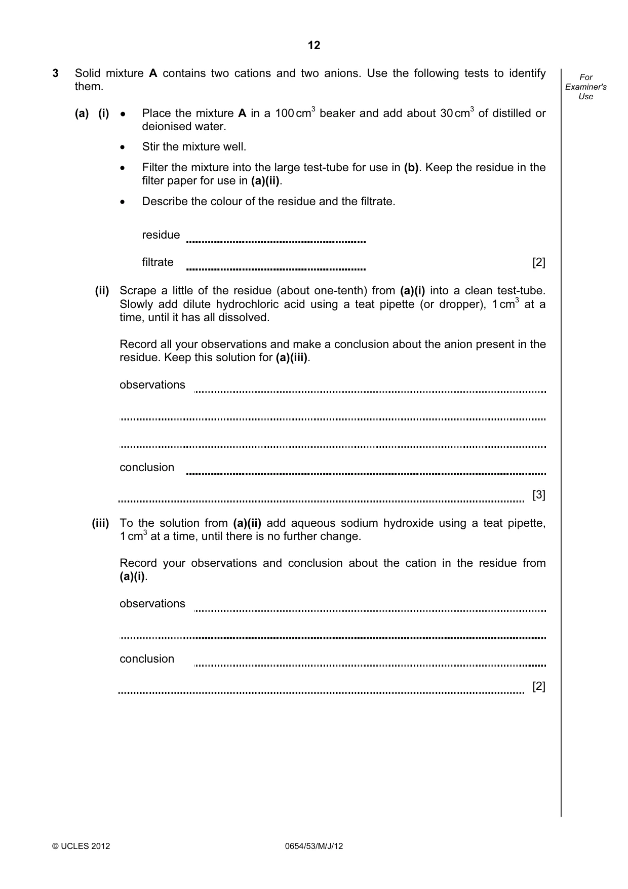 Cambridge IGCSE Sciences - Co-ordinated (Double) 0654 2012 May/June Paper 5 · Variant 3 question paper, page 12 of 16