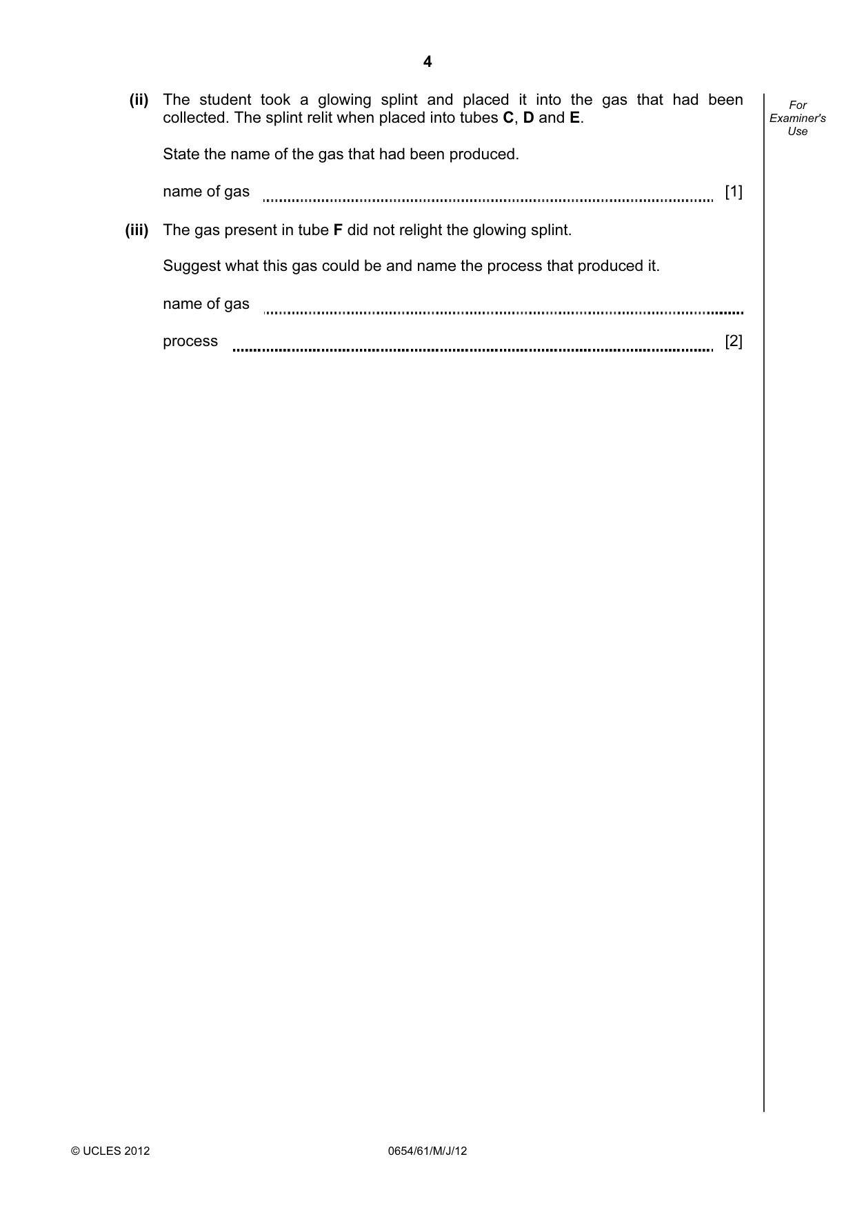 Cambridge IGCSE Sciences - Co-ordinated (Double) 0654 2012 May/June Paper 6 · Variant 1 question paper, page 4 of 24
