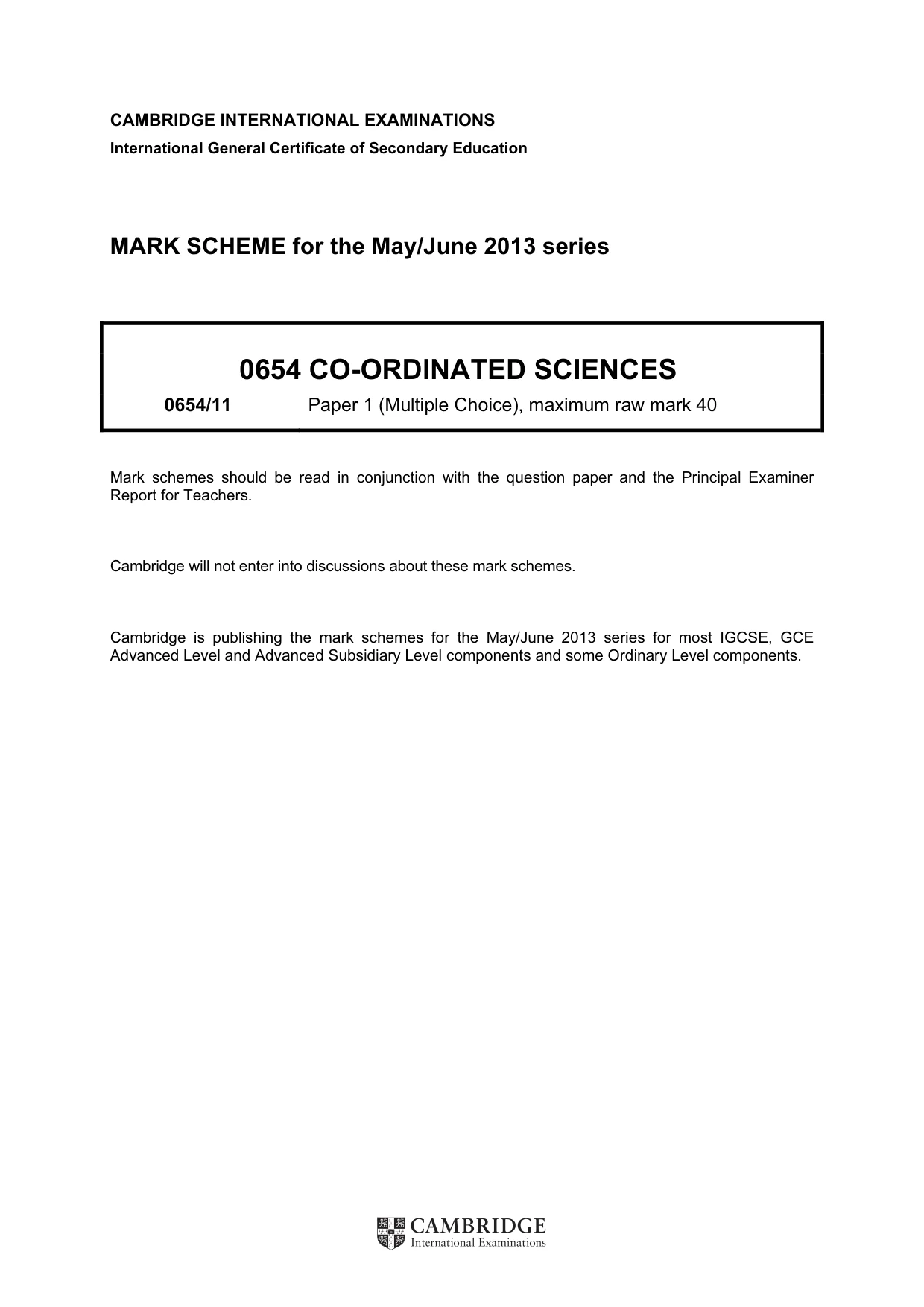 Mark scheme, page 1 of 2