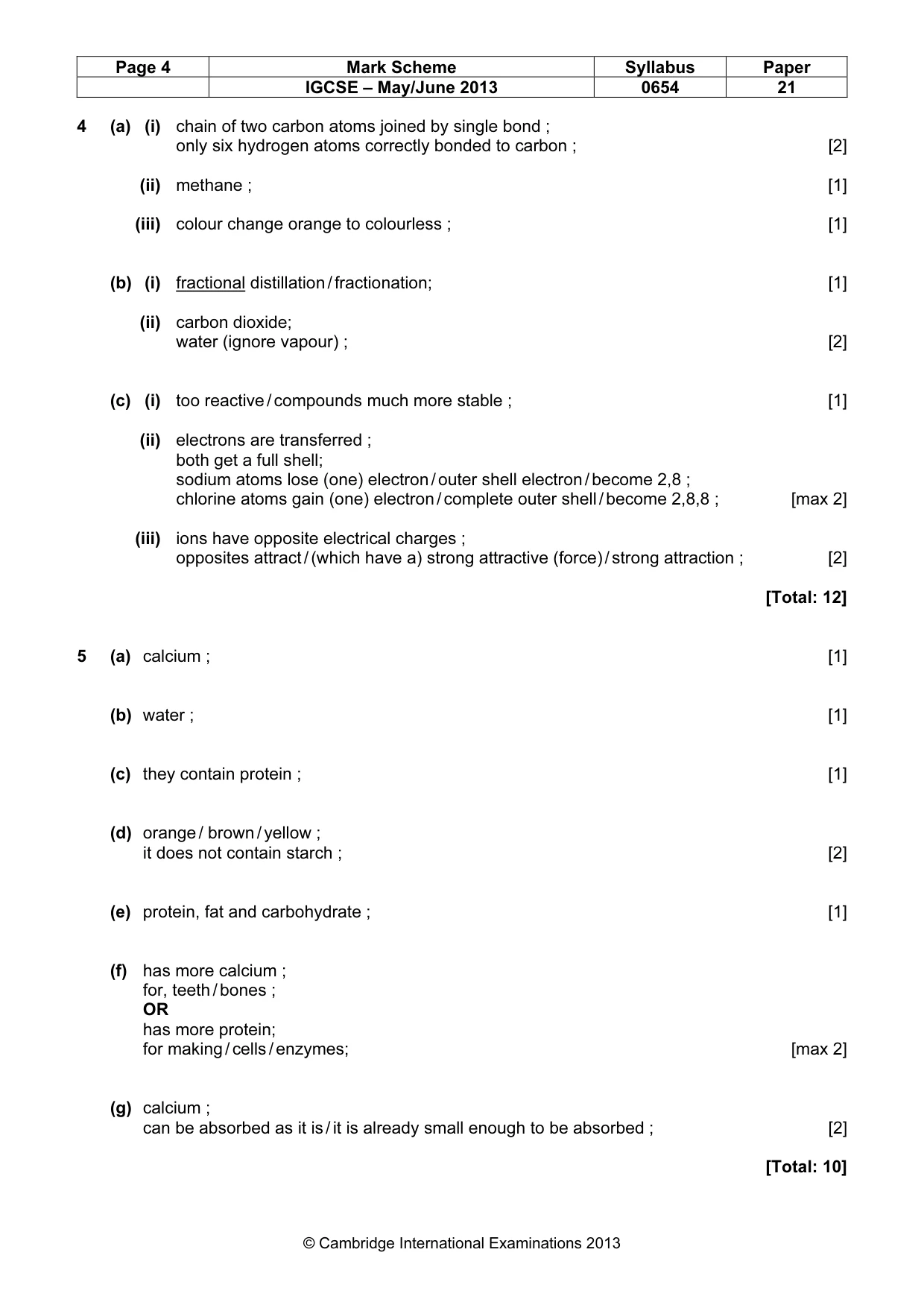 Mark scheme, page 4 of 8