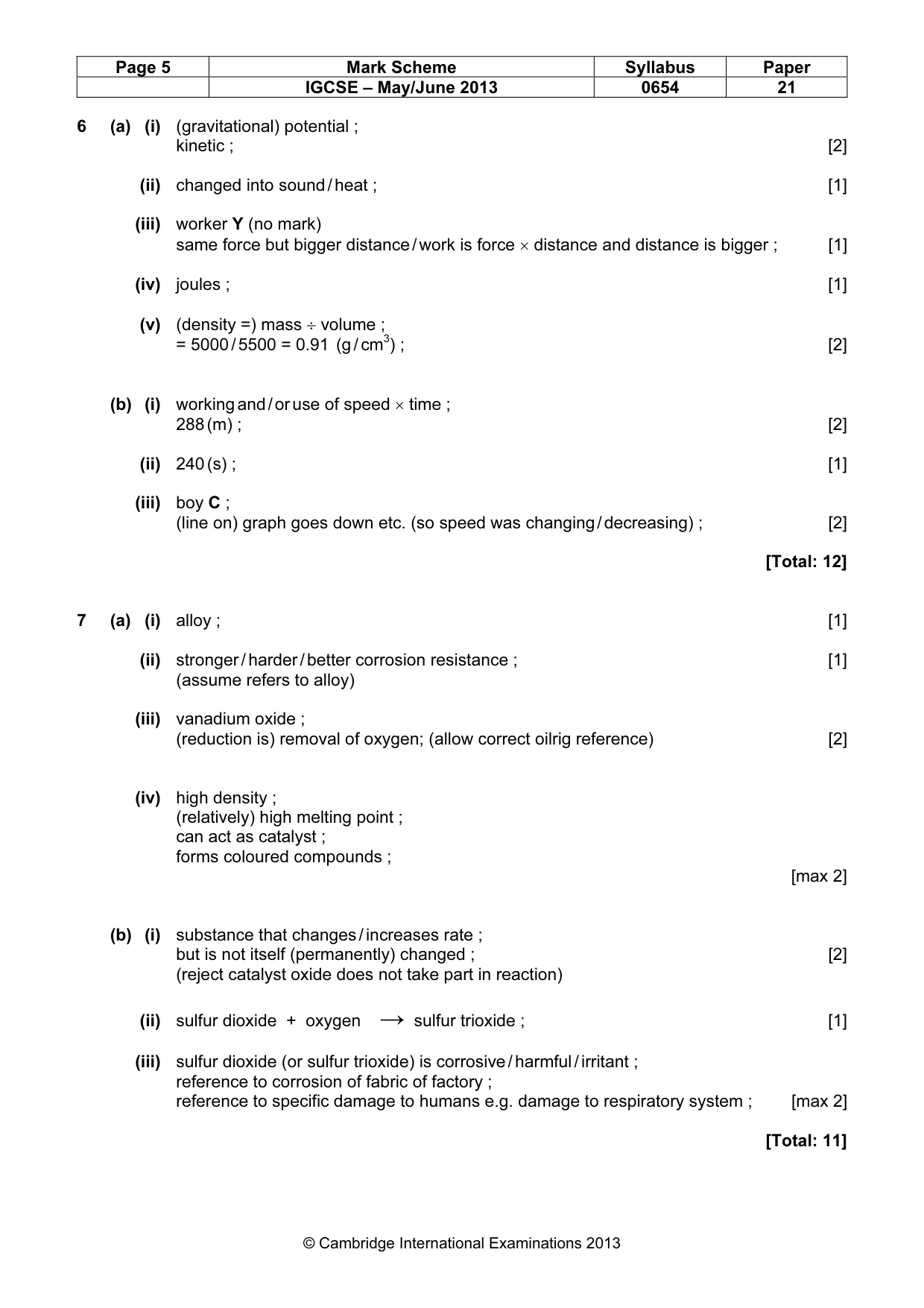 Mark scheme, page 5 of 8