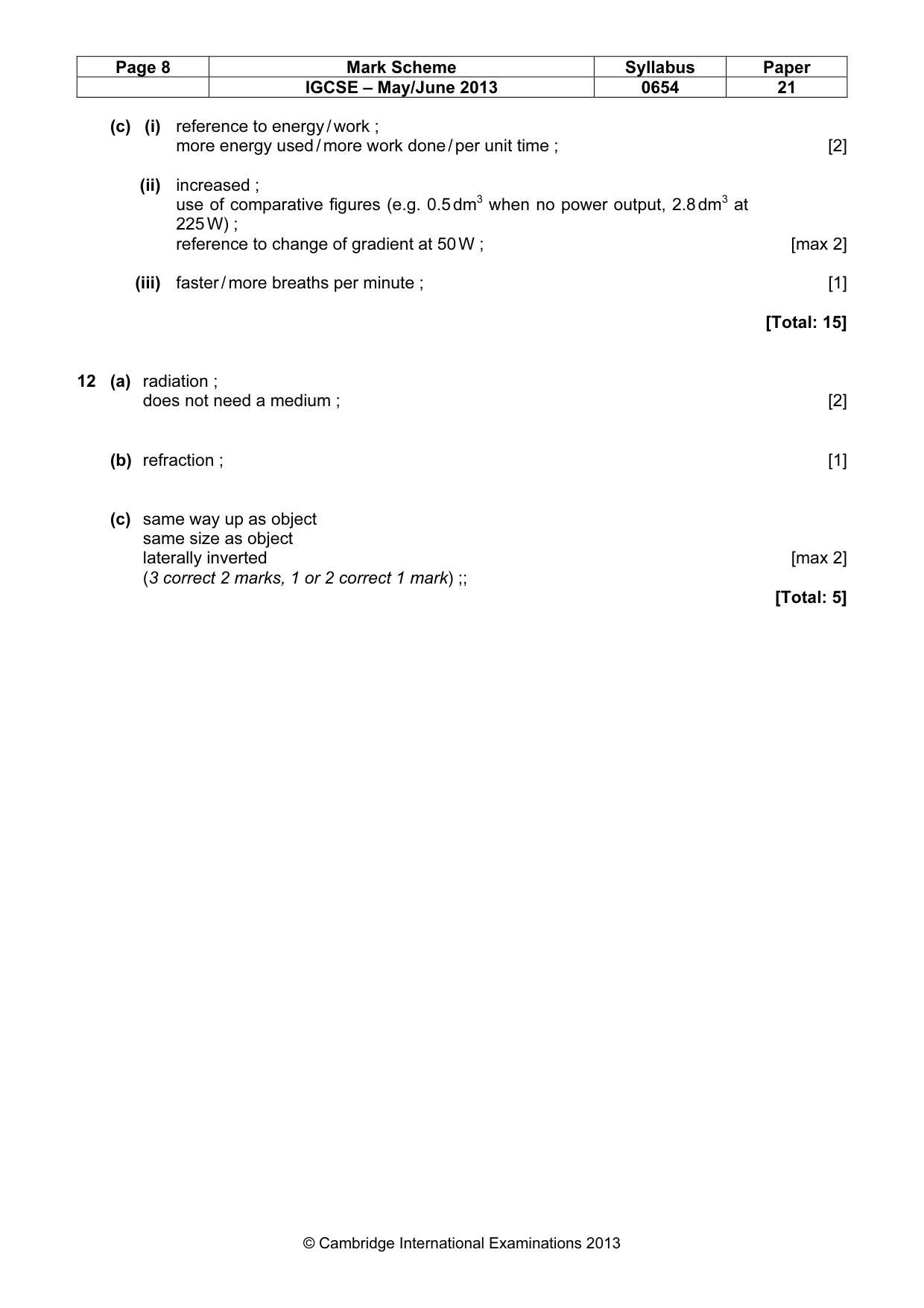 Mark scheme, page 8 of 8
