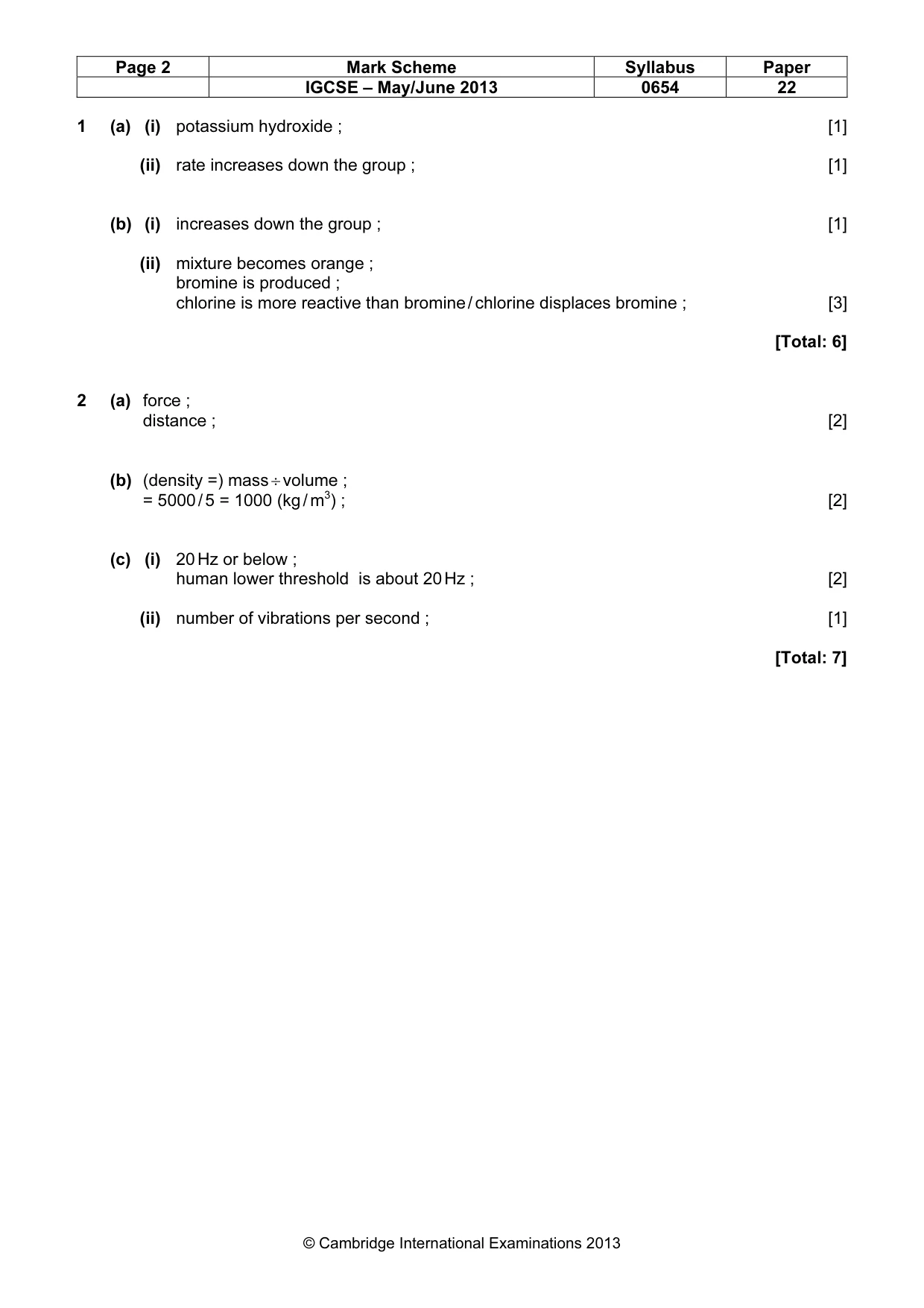 Mark scheme, page 2 of 8