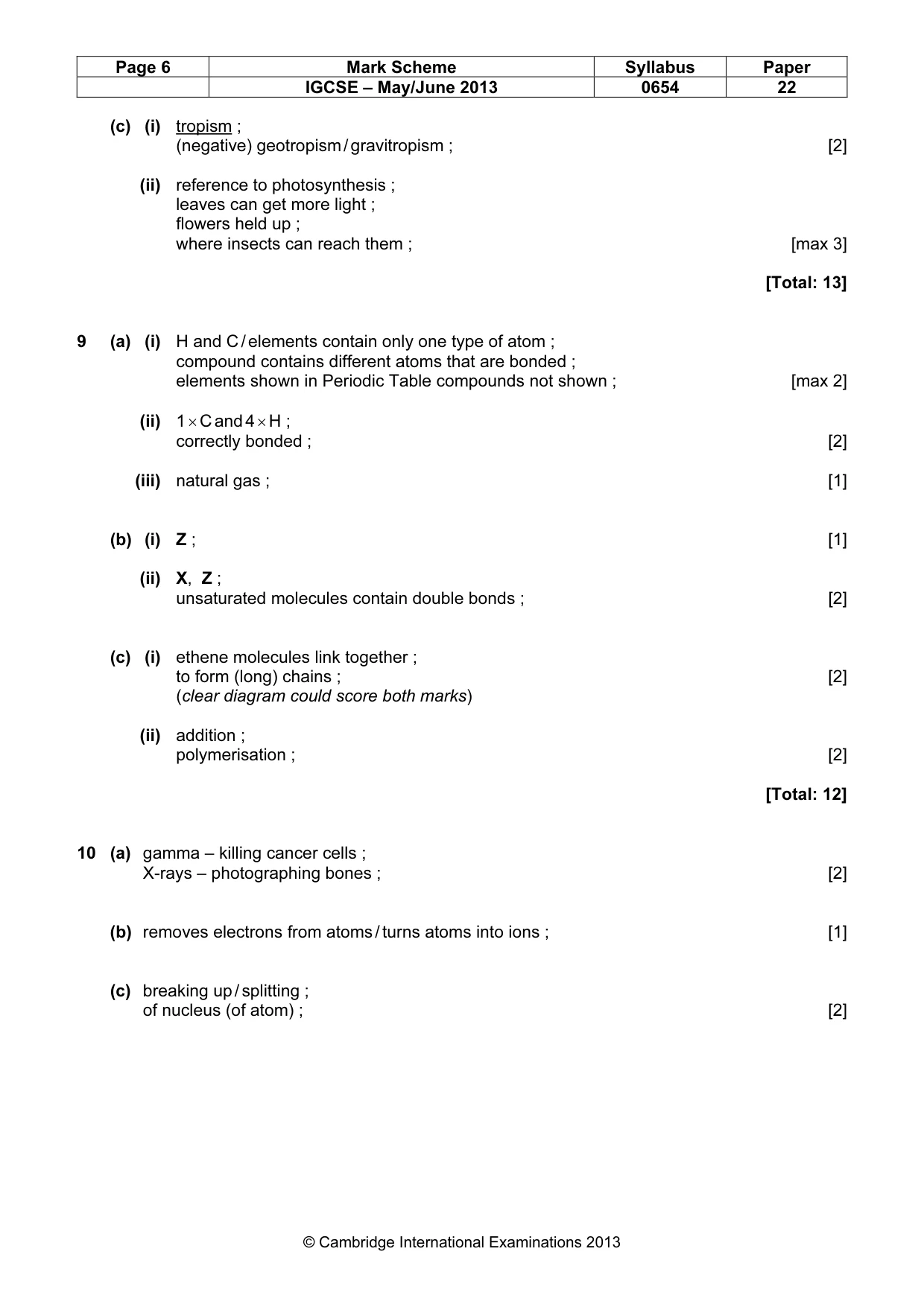Mark scheme, page 6 of 8