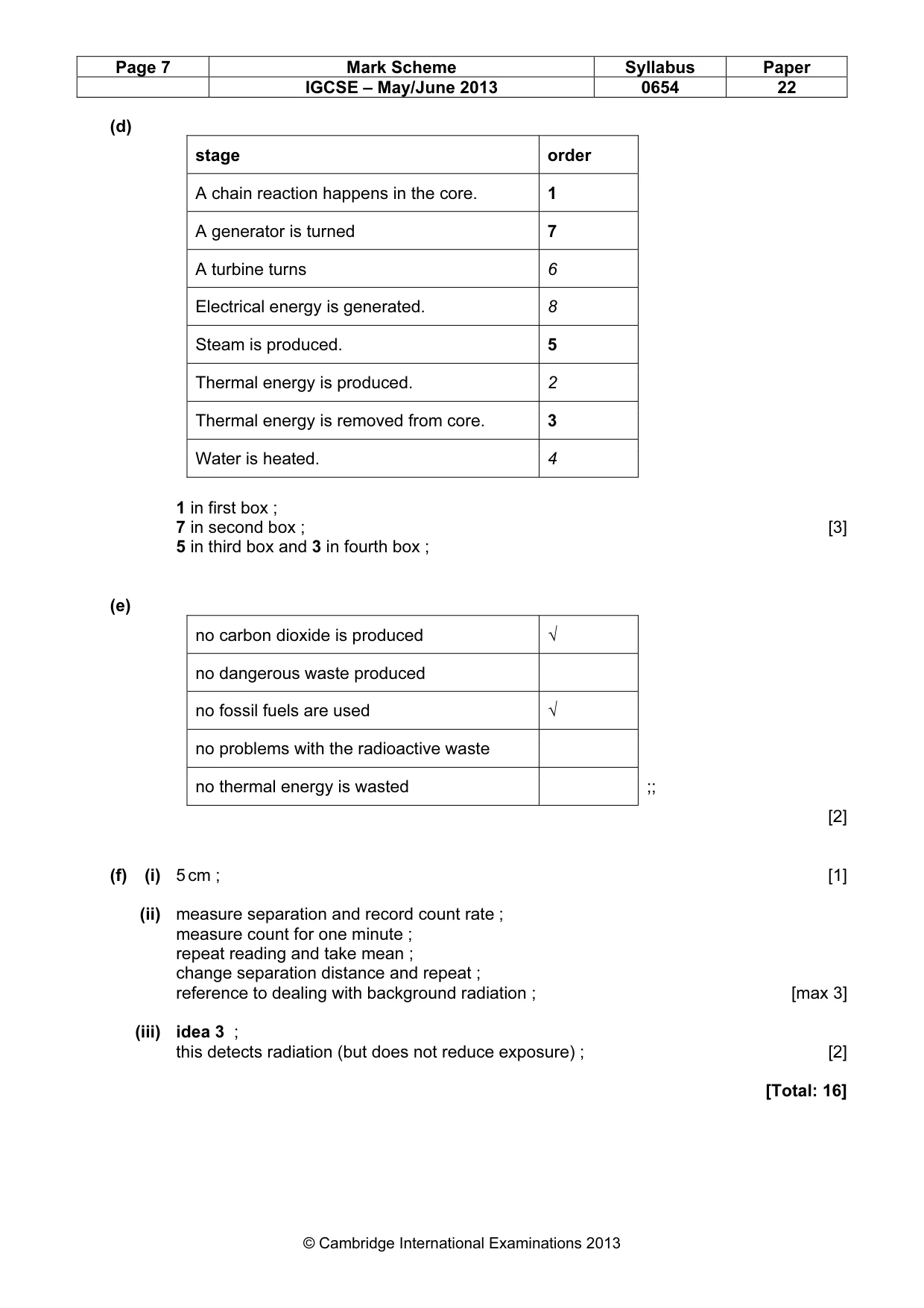 Mark scheme, page 7 of 8