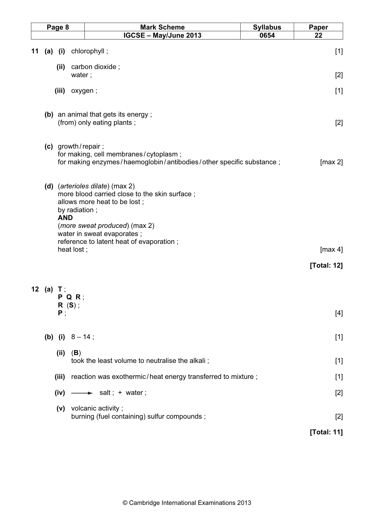 Mark scheme, page 8 of 8