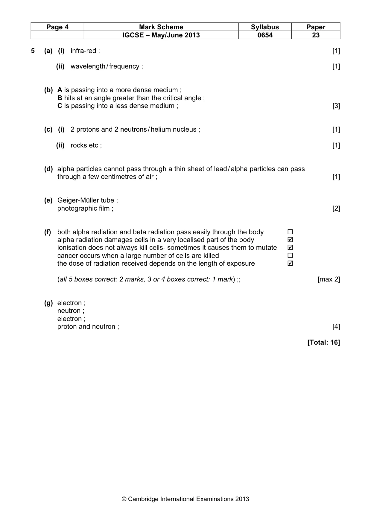 Mark scheme, page 4 of 7