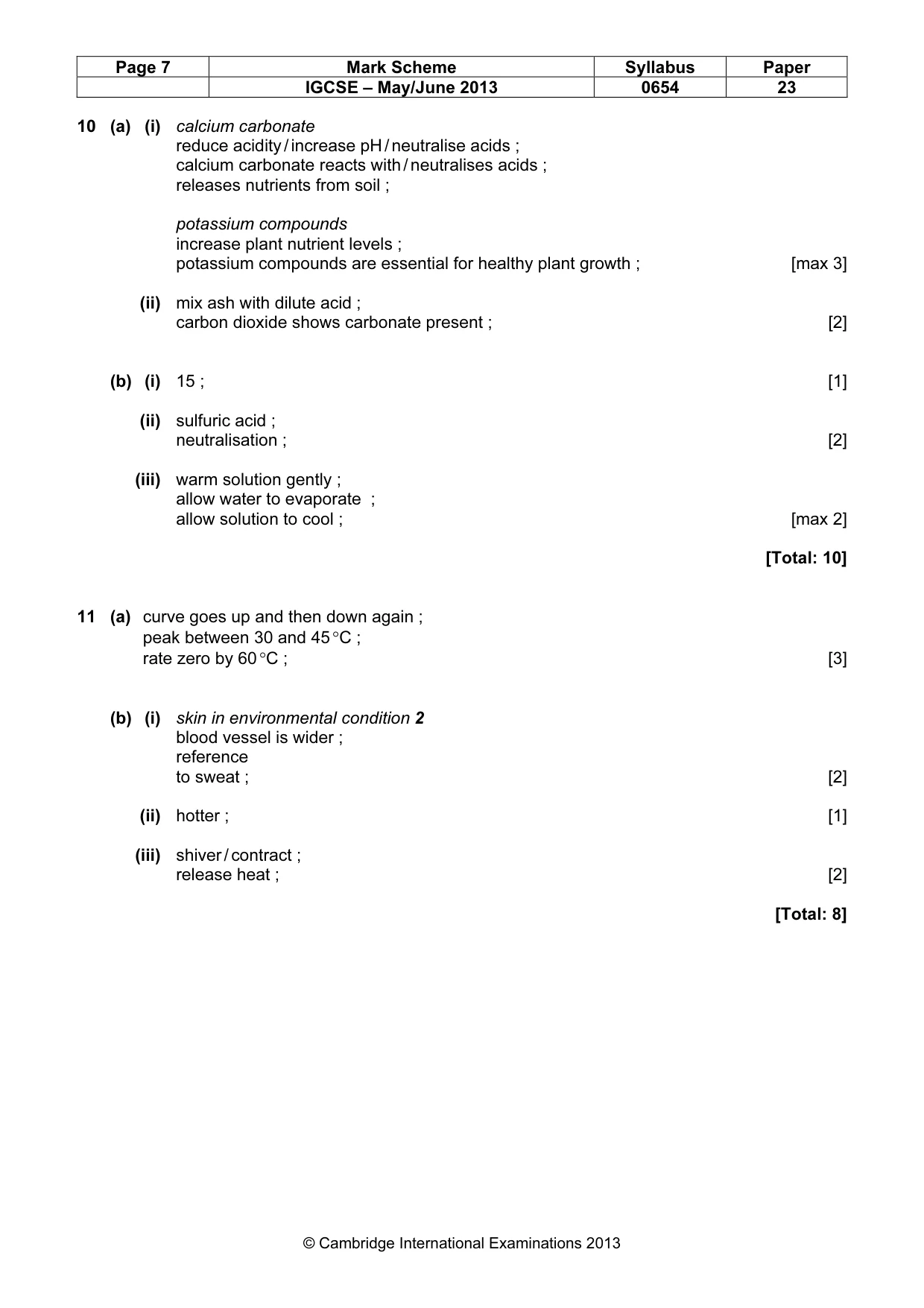 Mark scheme, page 7 of 7