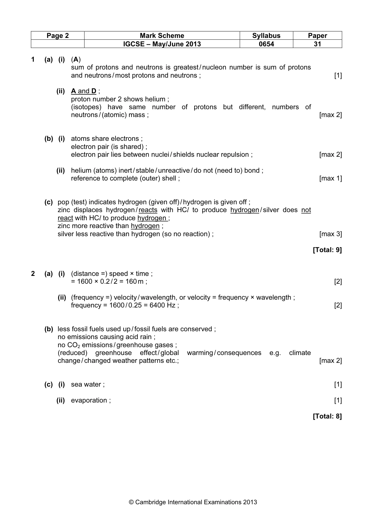 Mark scheme, page 2 of 9