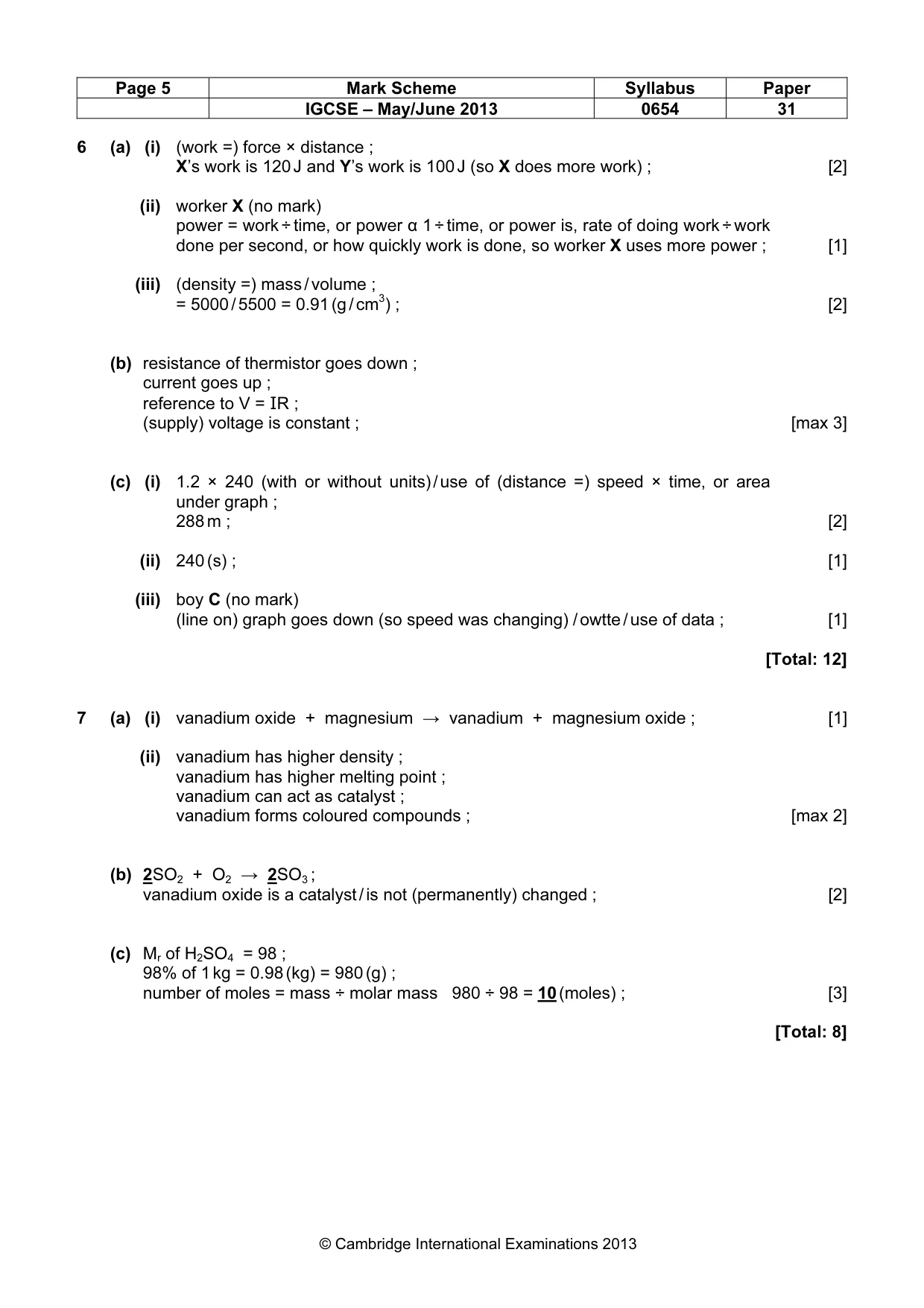 Mark scheme, page 5 of 9