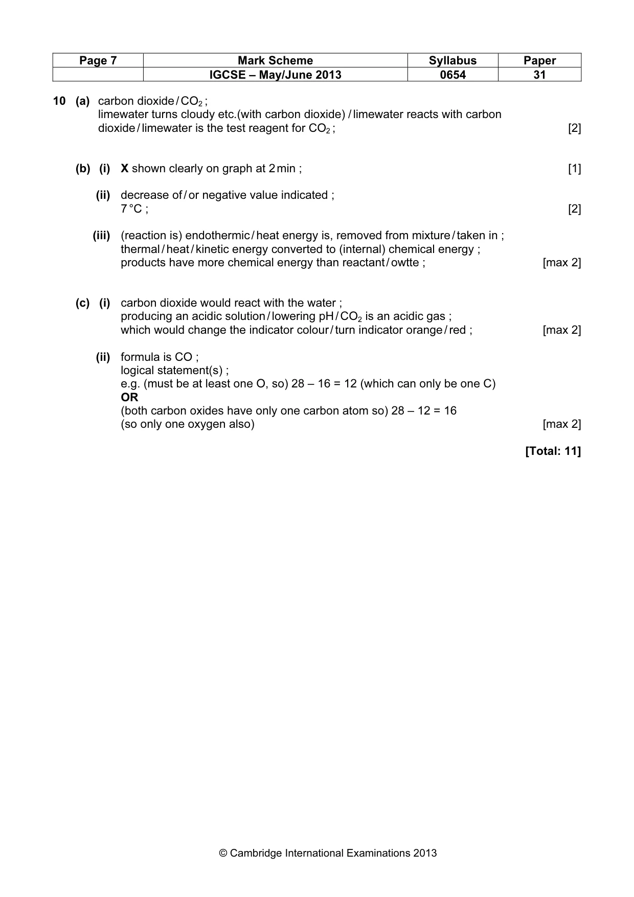 Mark scheme, page 7 of 9