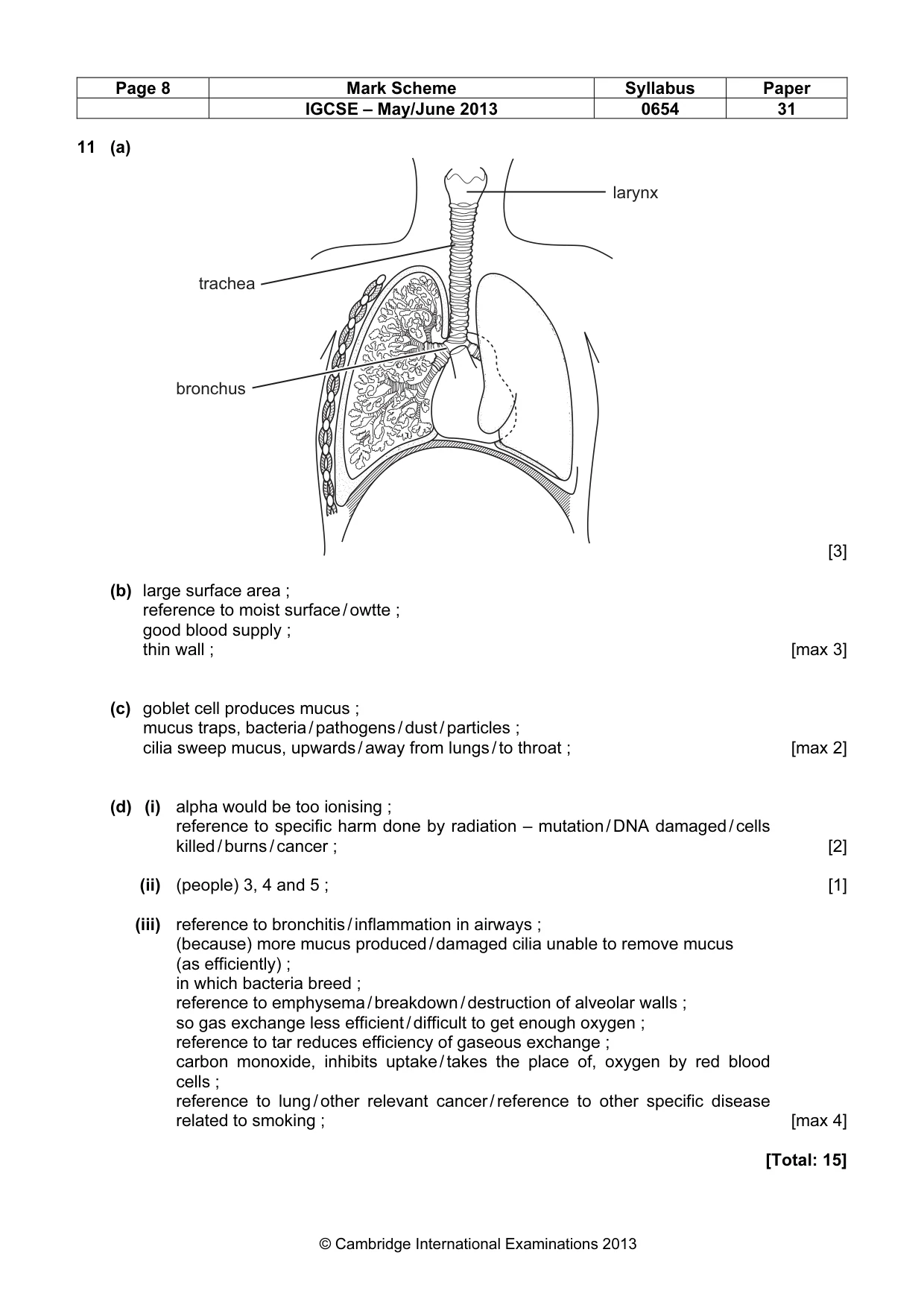 Mark scheme, page 8 of 9