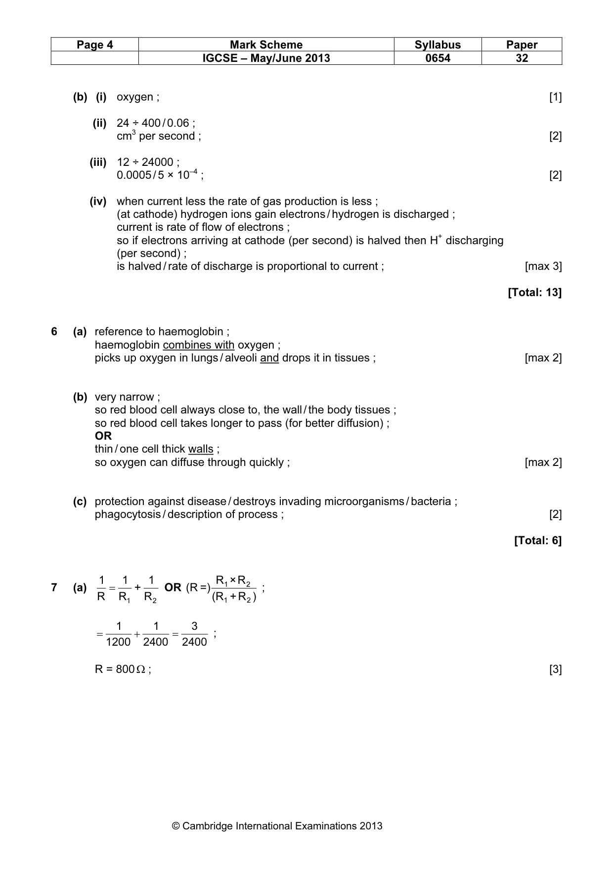 Mark scheme, page 4 of 7