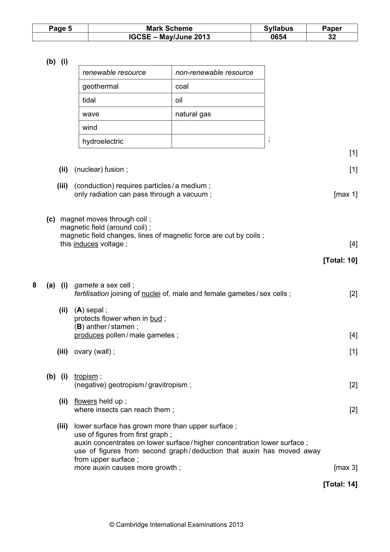 Mark scheme, page 5 of 7