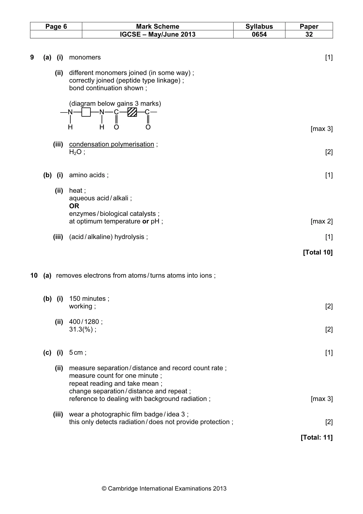 Mark scheme, page 6 of 7