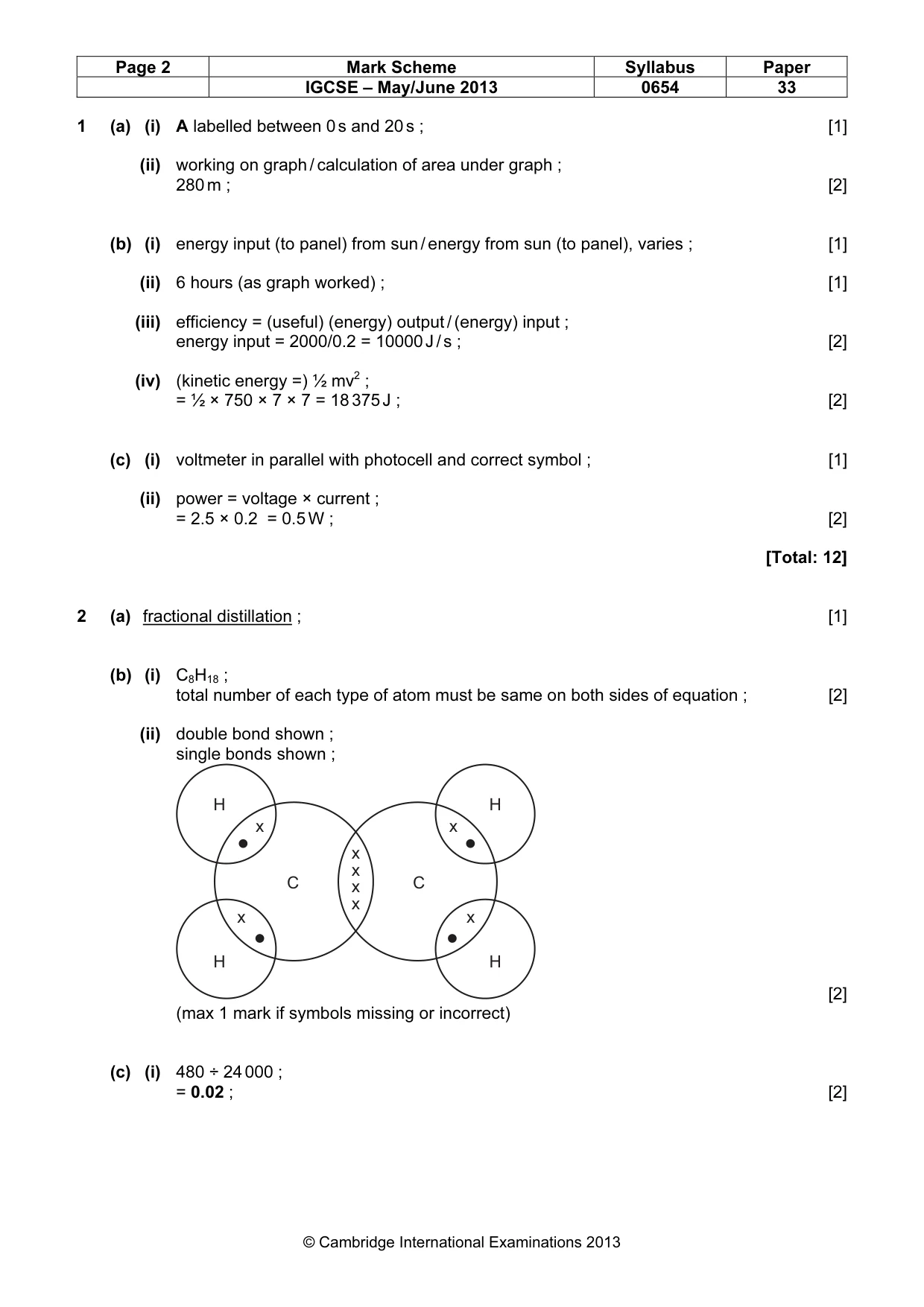 Mark scheme, page 2 of 7