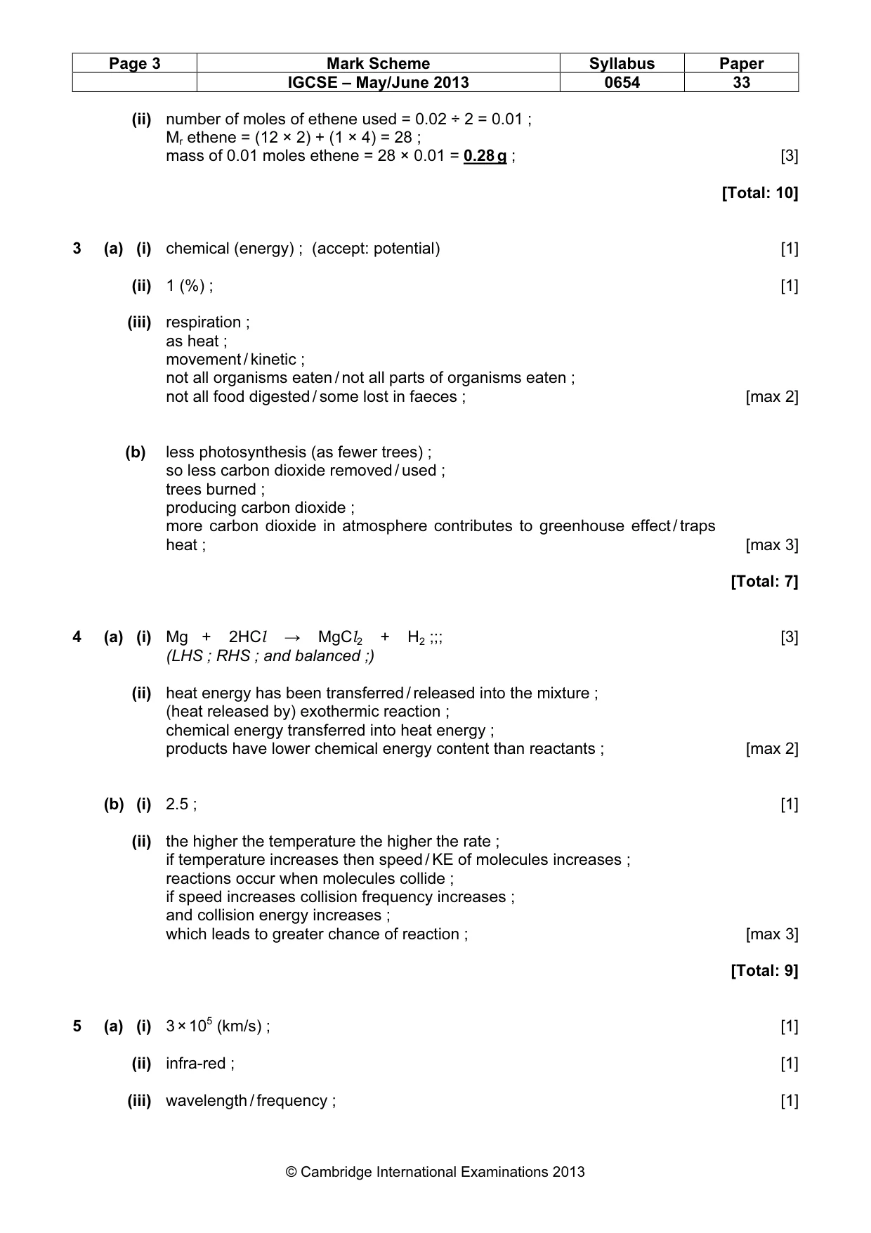 Mark scheme, page 3 of 7