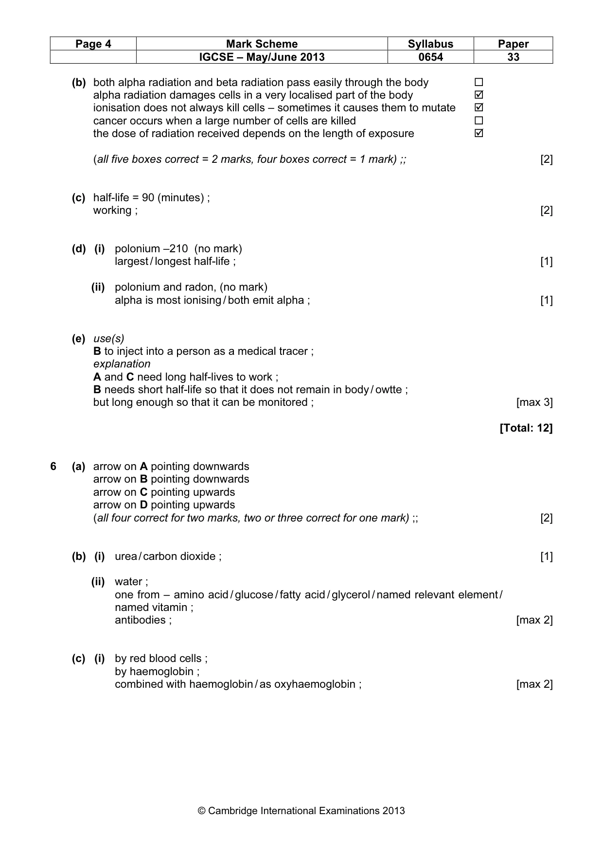 Mark scheme, page 4 of 7