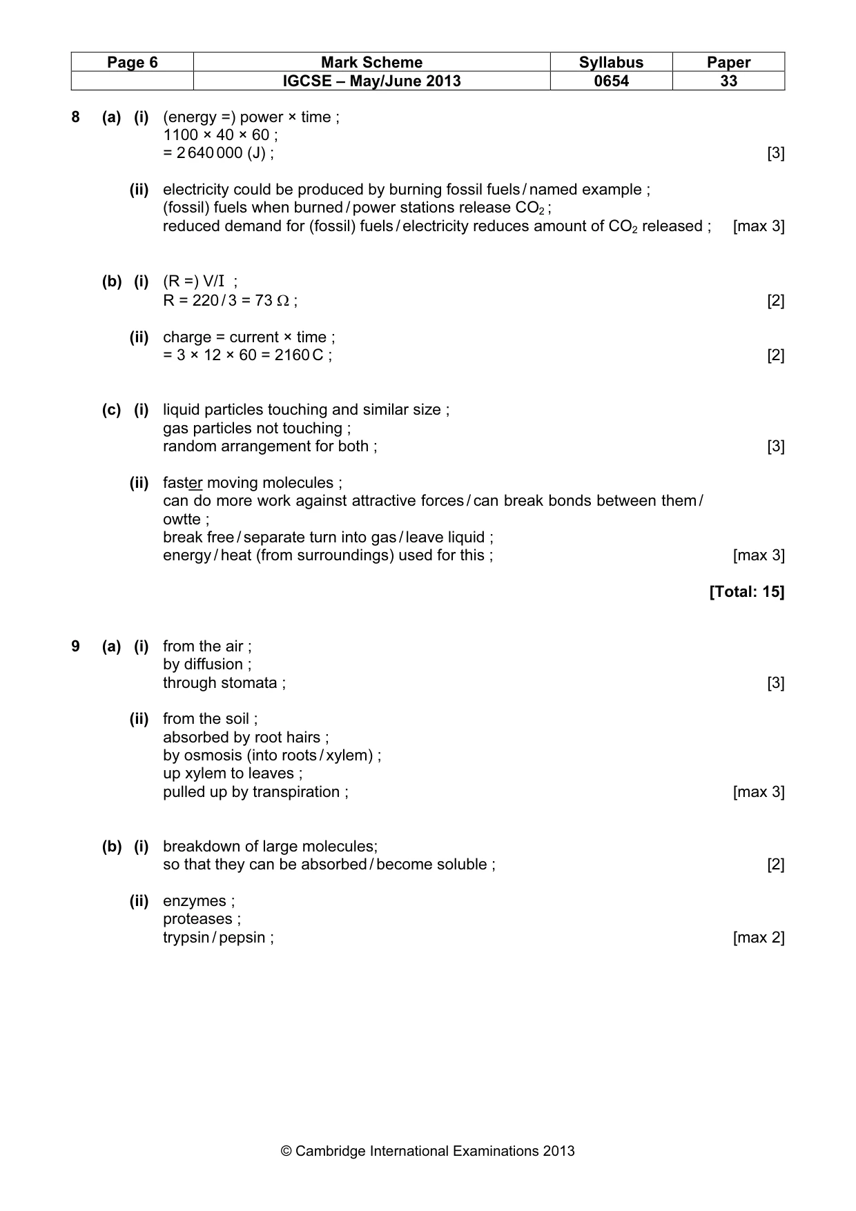Mark scheme, page 6 of 7