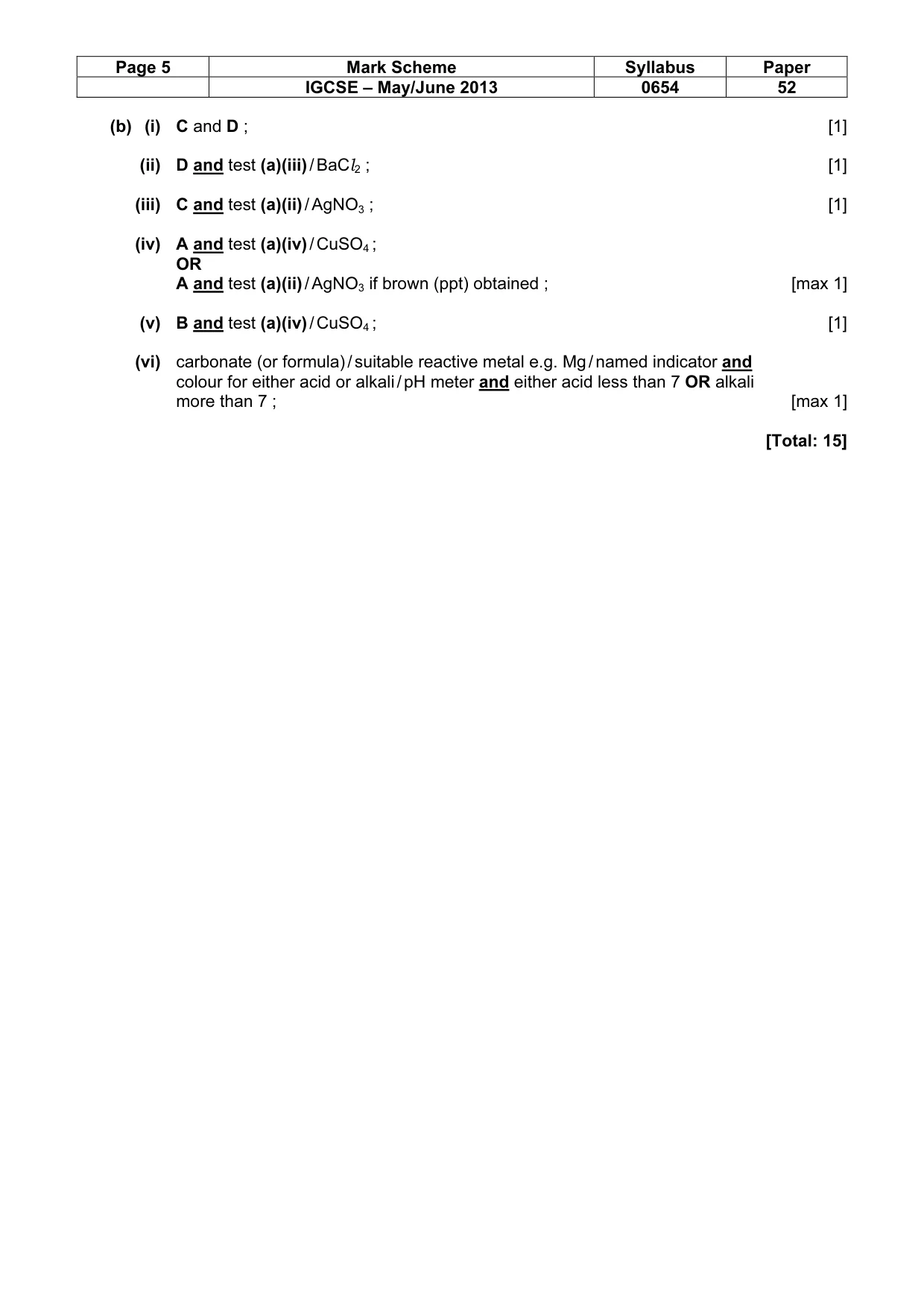 Mark scheme, page 5 of 5