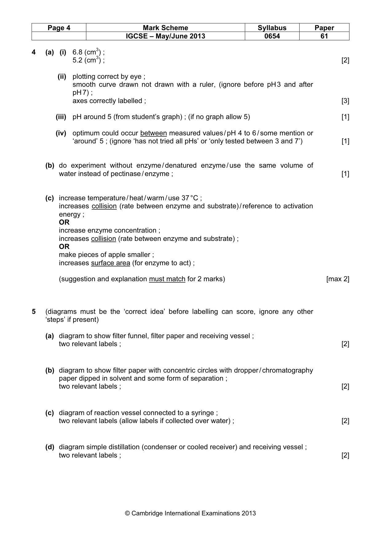Mark scheme, page 4 of 5