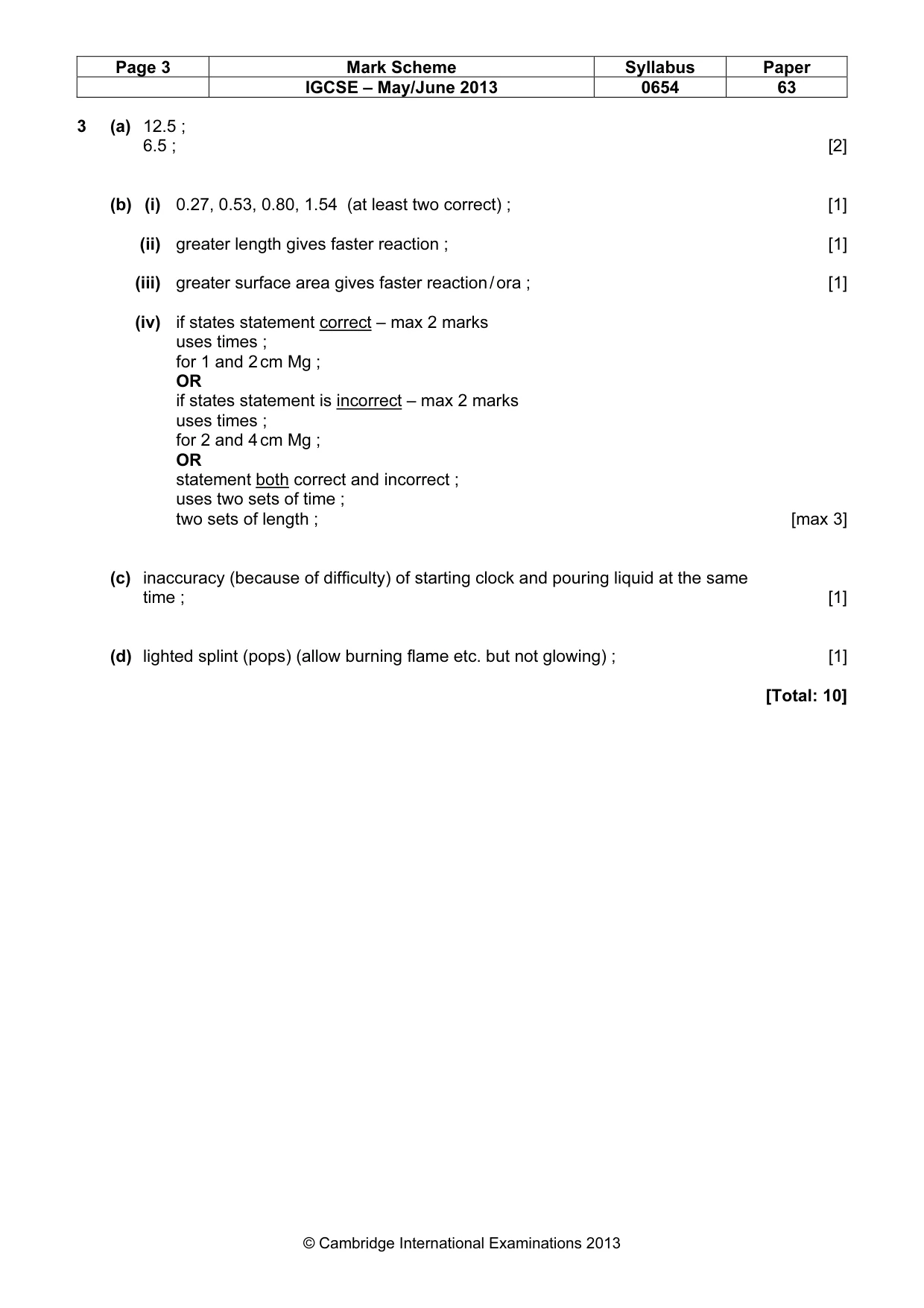 Mark scheme, page 3 of 5