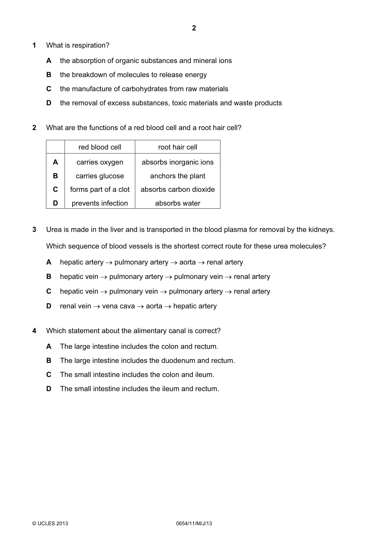 Cambridge IGCSE Sciences - Co-ordinated (Double) 0654 2013 May/June Paper 1 · Variant 1 question paper, page 2 of 20