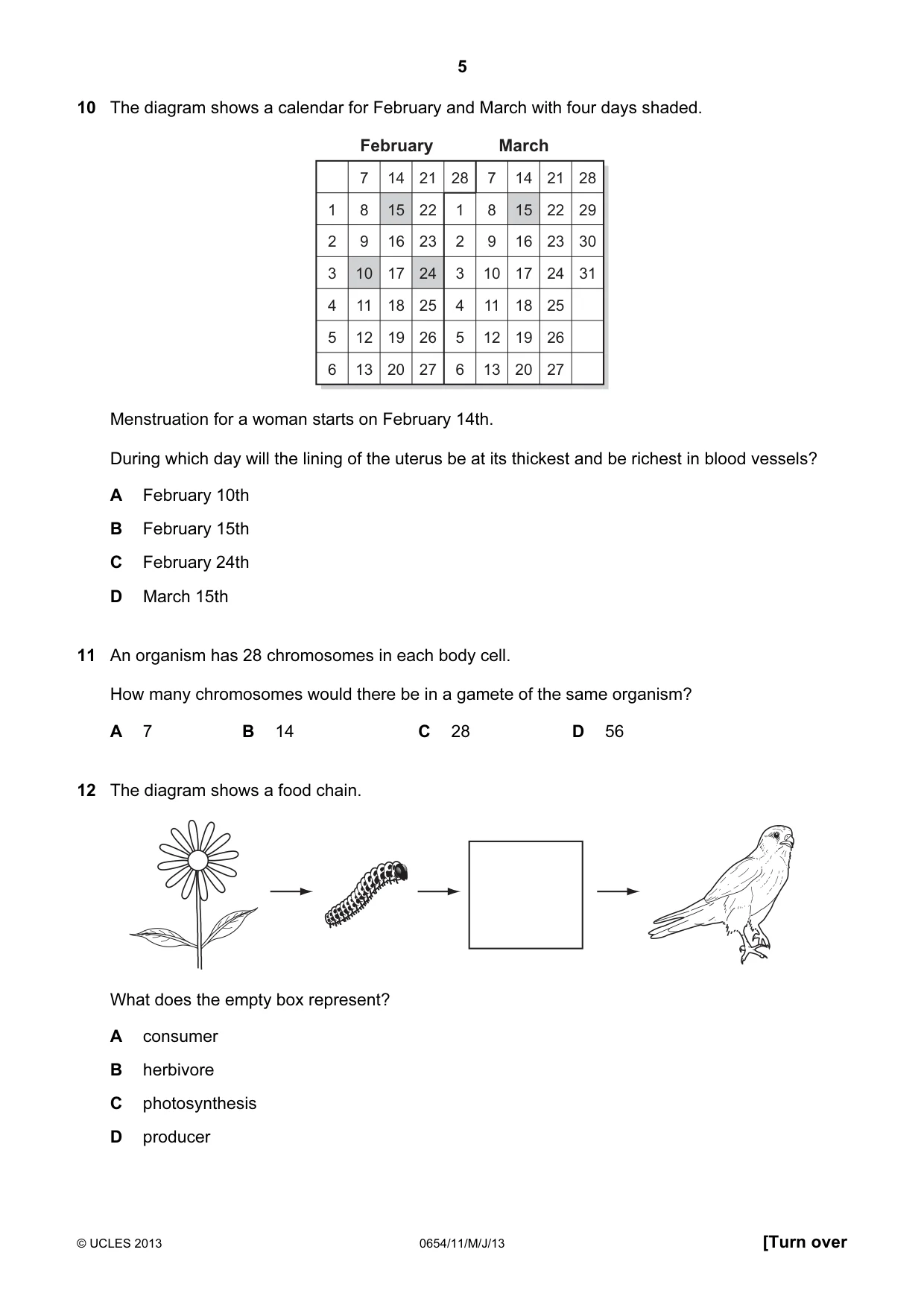 Cambridge IGCSE Sciences - Co-ordinated (Double) 0654 2013 May/June Paper 1 · Variant 1 question paper, page 5 of 20