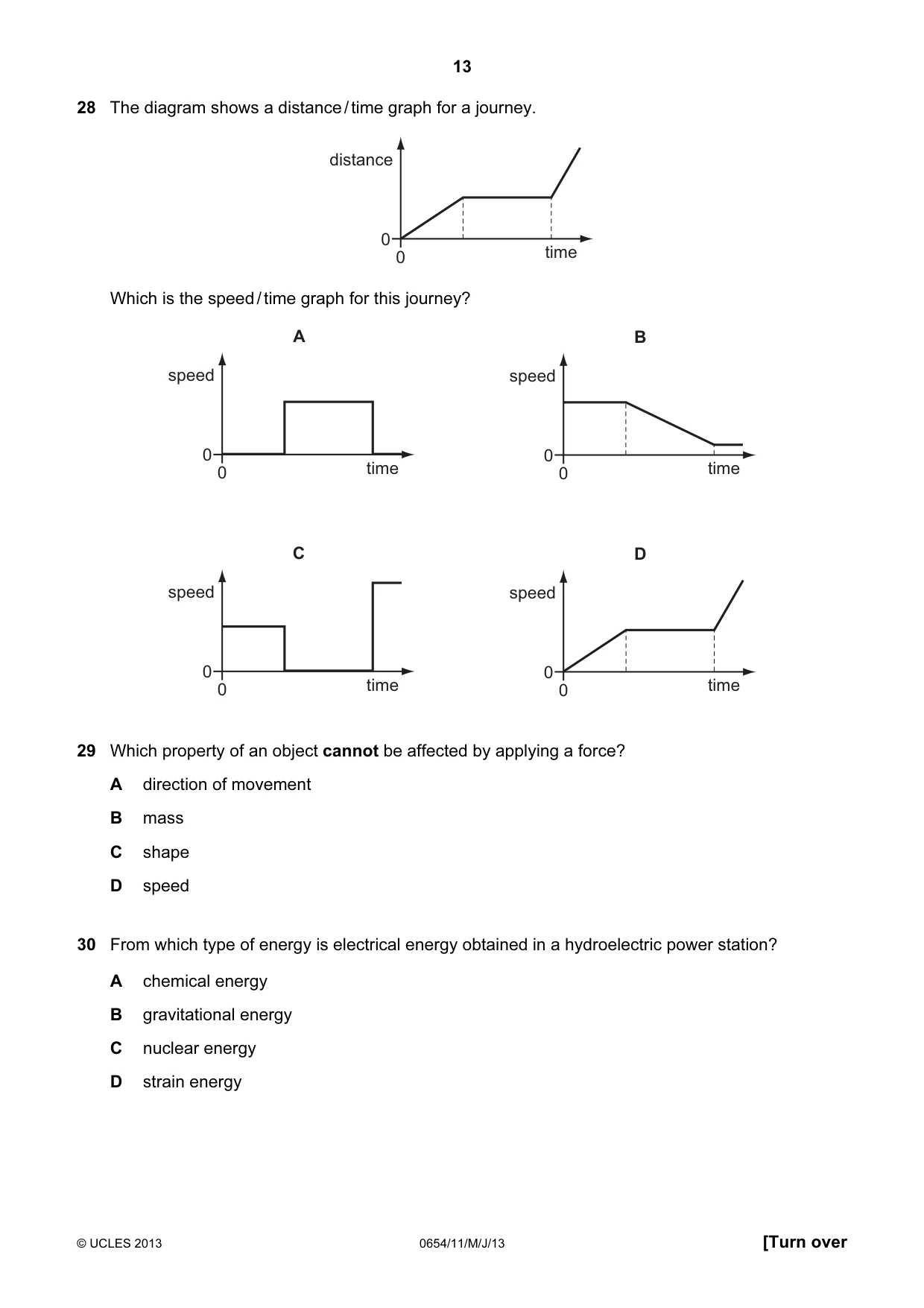 Cambridge IGCSE Sciences - Co-ordinated (Double) 0654 2013 May/June Paper 1 · Variant 1 question paper, page 13 of 20