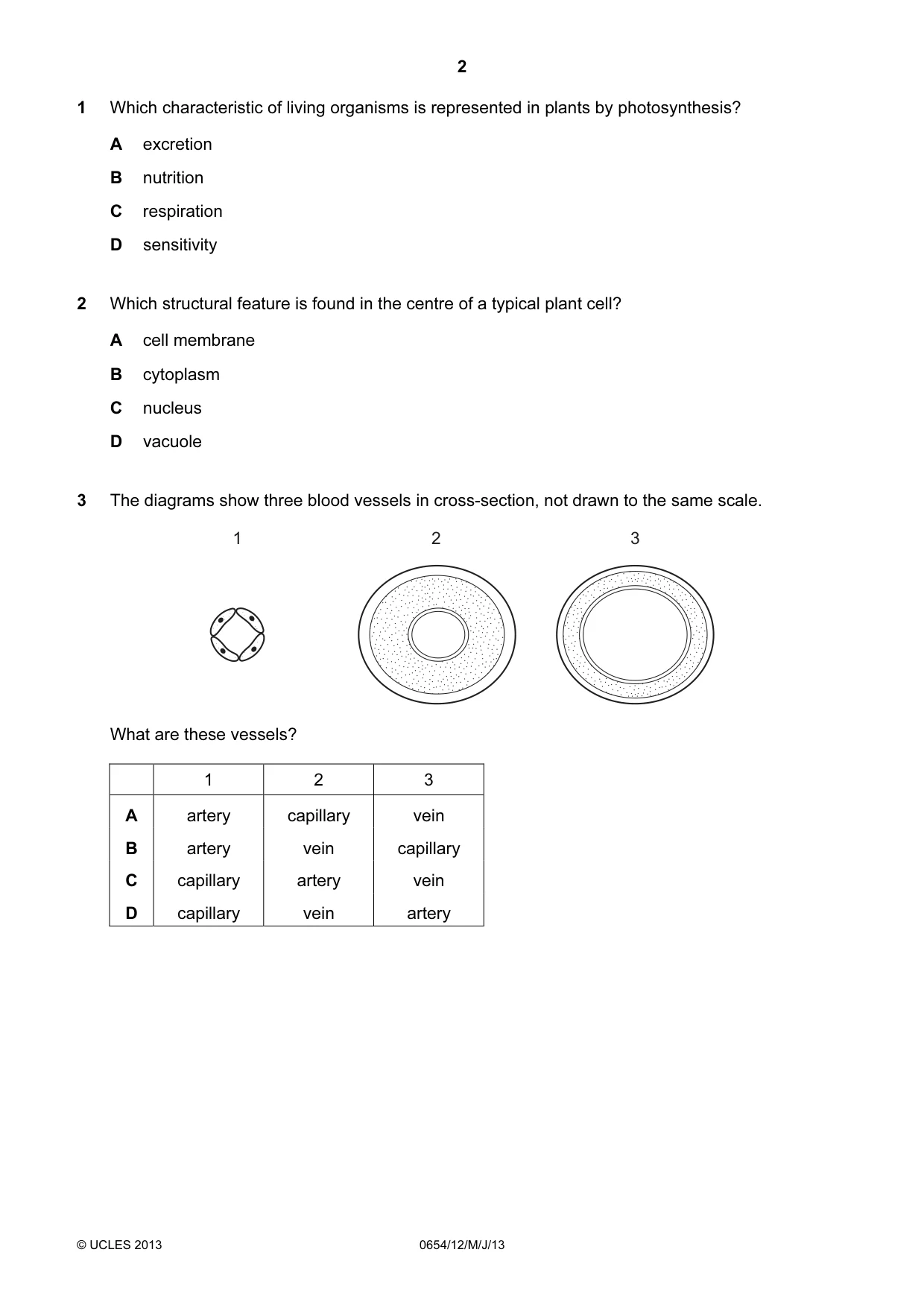 Cambridge IGCSE Sciences - Co-ordinated (Double) 0654 2013 May/June Paper 1 · Variant 2 question paper, page 2 of 20