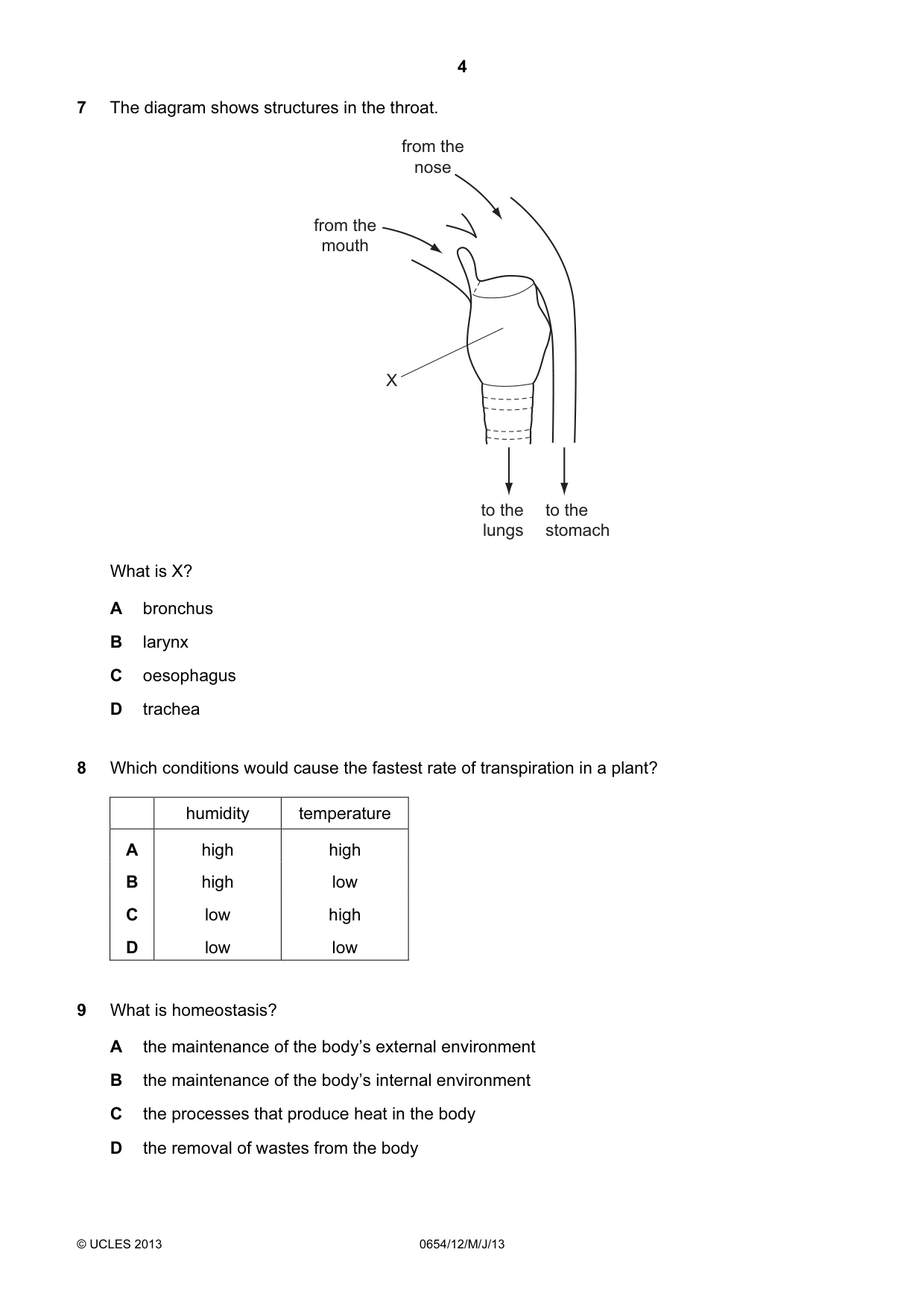 Cambridge IGCSE Sciences - Co-ordinated (Double) 0654 2013 May/June Paper 1 · Variant 2 question paper, page 4 of 20