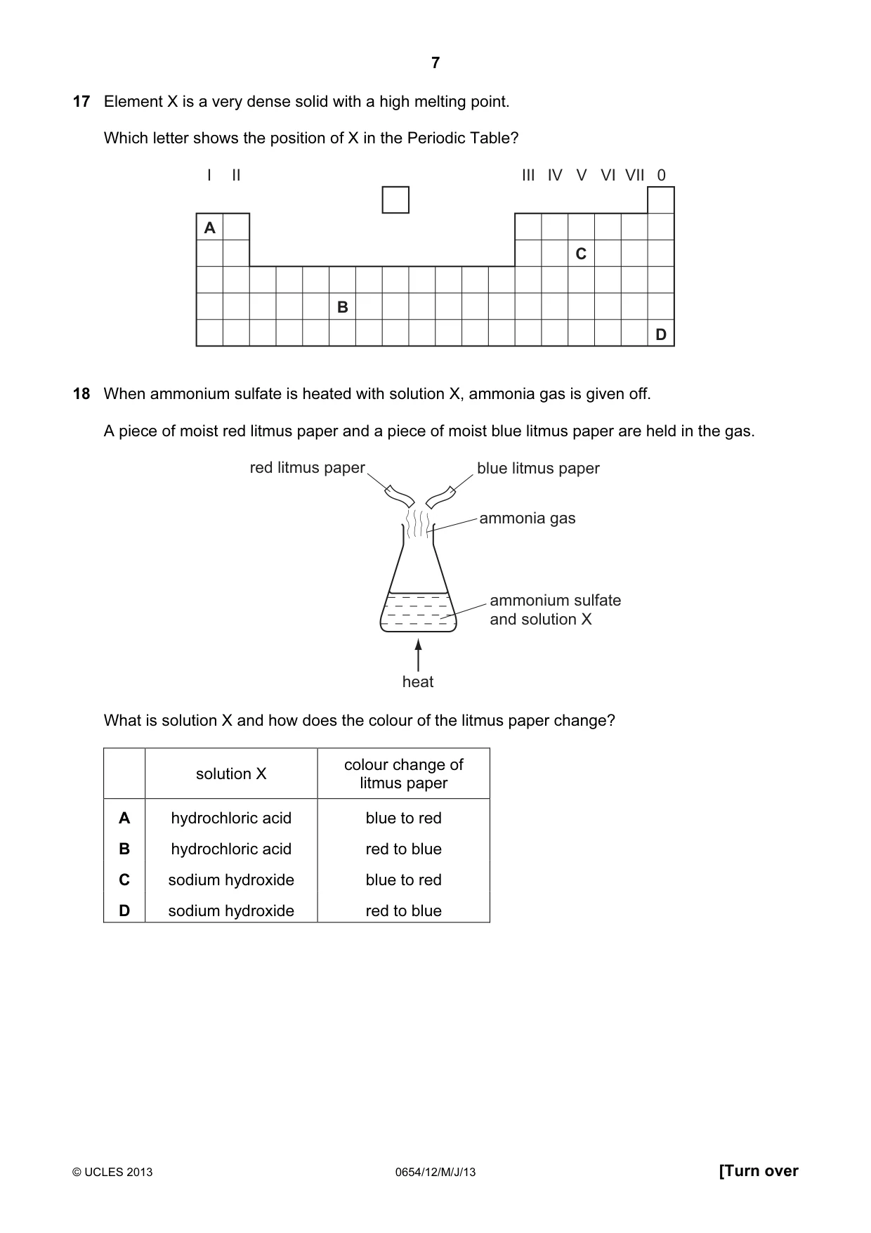 Cambridge IGCSE Sciences - Co-ordinated (Double) 0654 2013 May/June Paper 1 · Variant 2 question paper, page 7 of 20