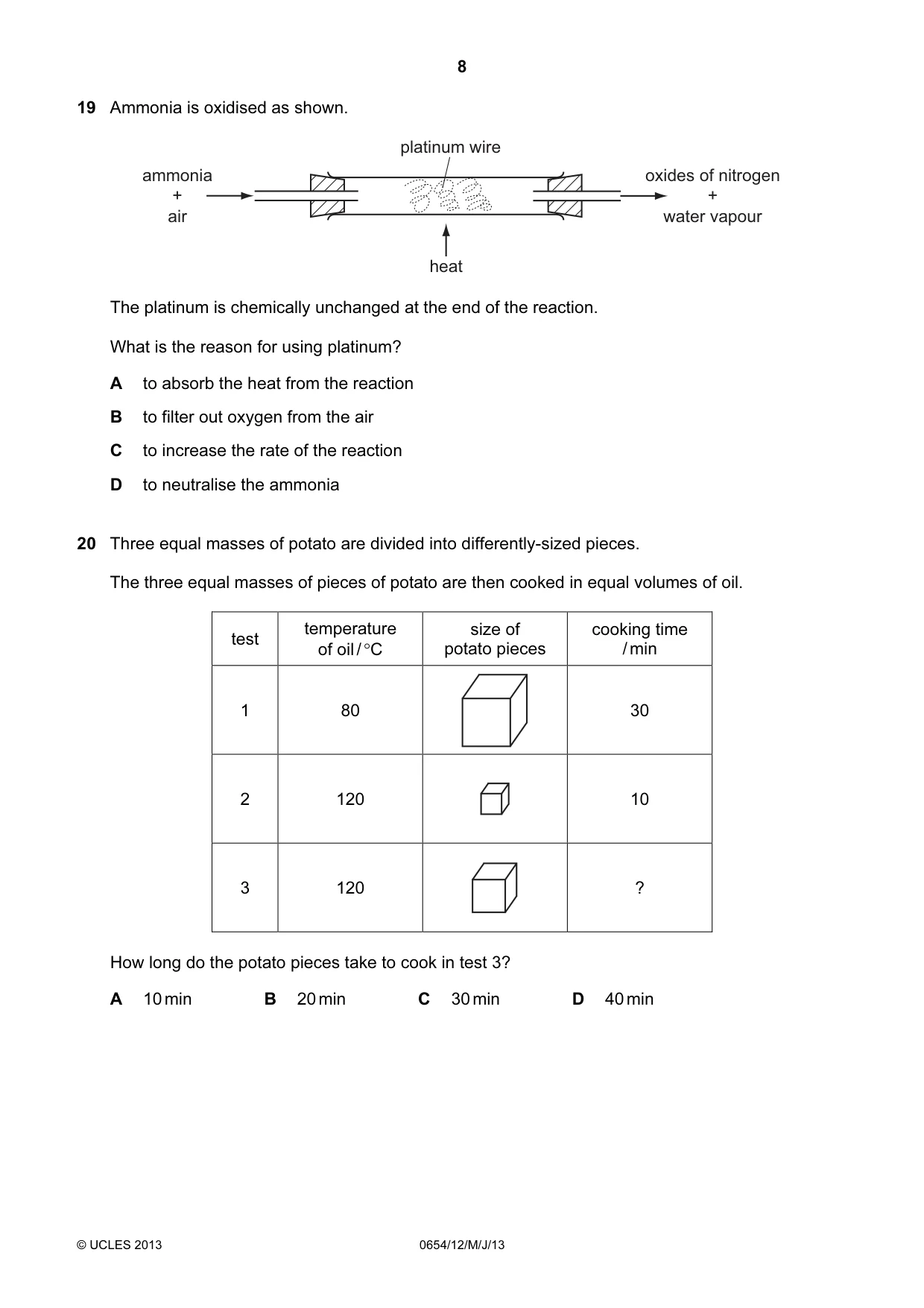 Cambridge IGCSE Sciences - Co-ordinated (Double) 0654 2013 May/June Paper 1 · Variant 2 question paper, page 8 of 20