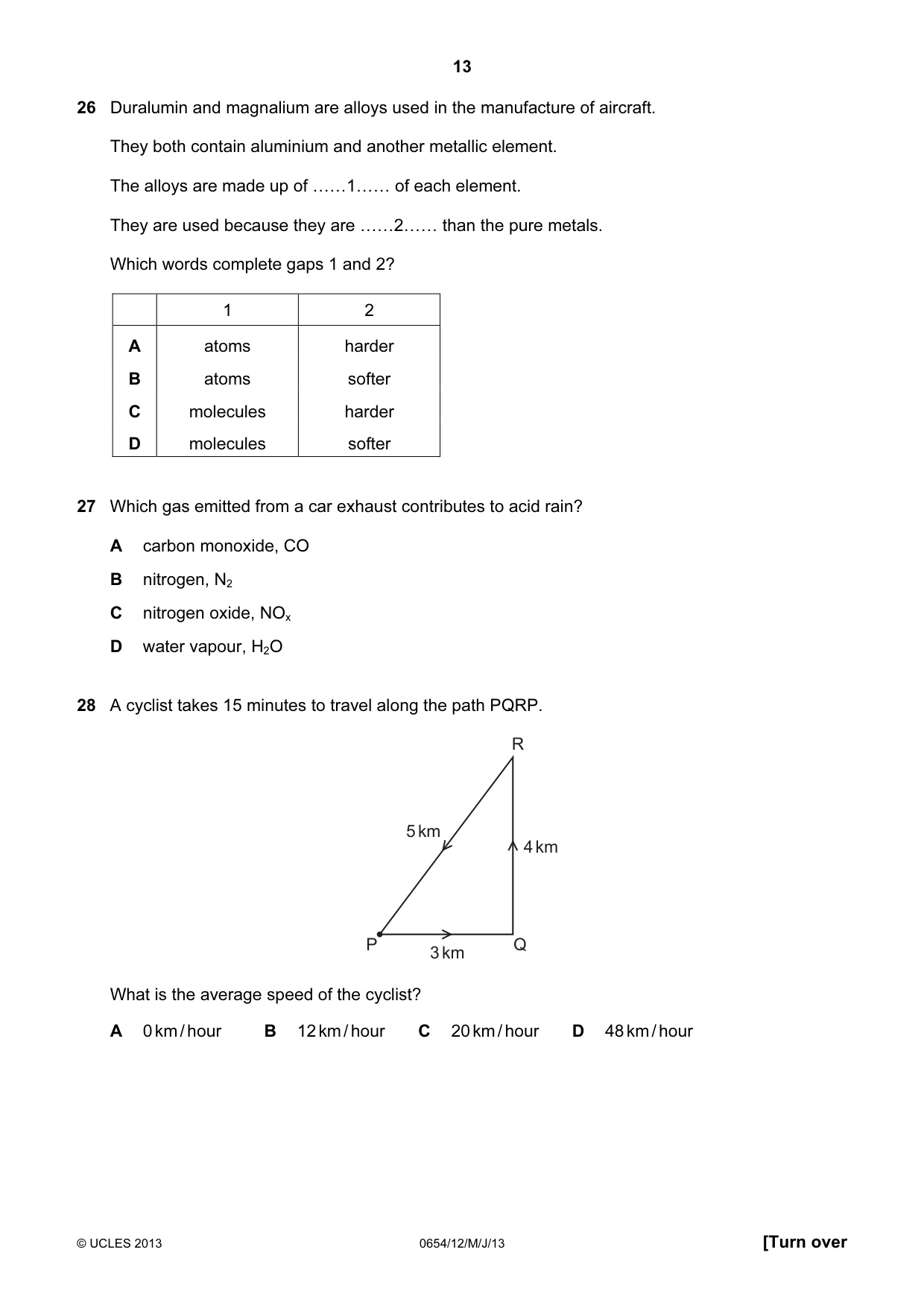 Cambridge IGCSE Sciences - Co-ordinated (Double) 0654 2013 May/June Paper 1 · Variant 2 question paper, page 13 of 20