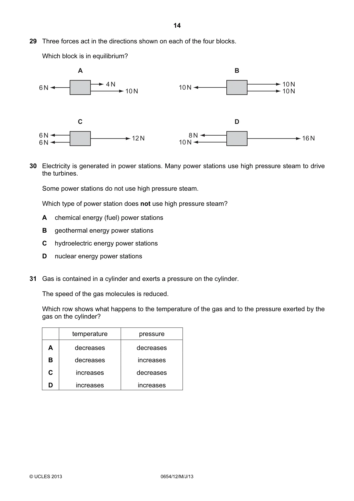 Cambridge IGCSE Sciences - Co-ordinated (Double) 0654 2013 May/June Paper 1 · Variant 2 question paper, page 14 of 20