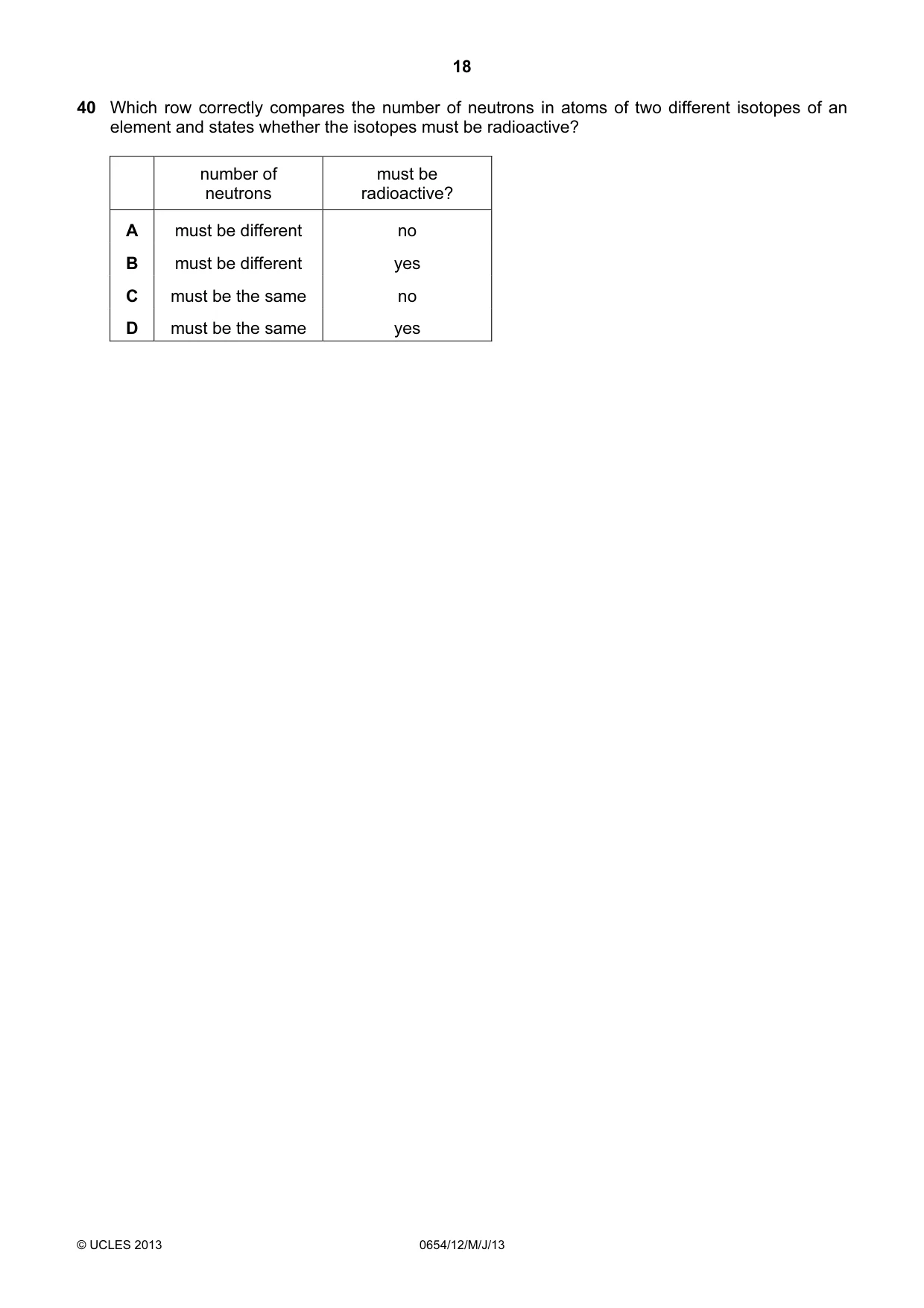 Cambridge IGCSE Sciences - Co-ordinated (Double) 0654 2013 May/June Paper 1 · Variant 2 question paper, page 18 of 20