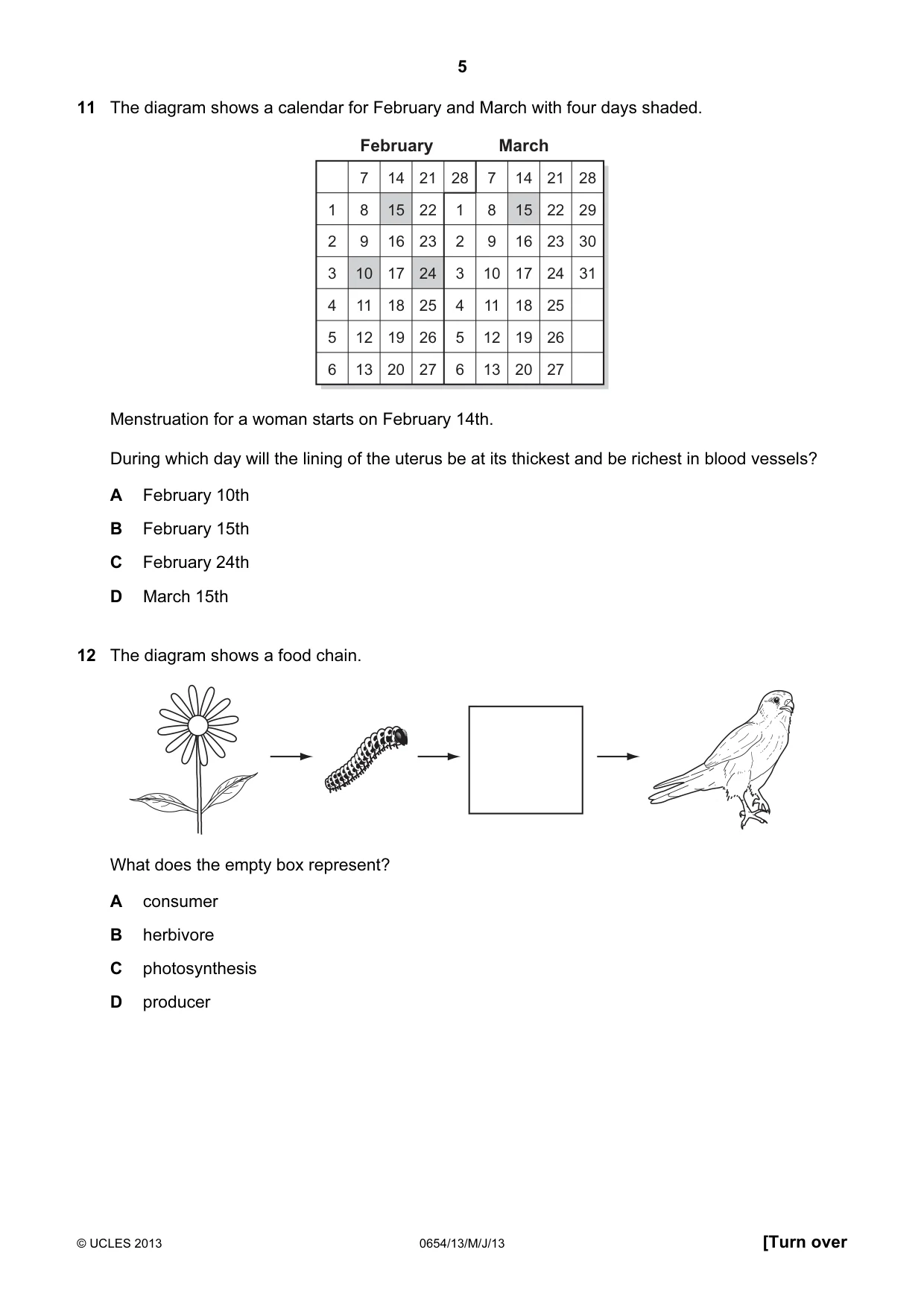 Cambridge IGCSE Sciences - Co-ordinated (Double) 0654 2013 May/June Paper 1 · Variant 3 question paper, page 5 of 20