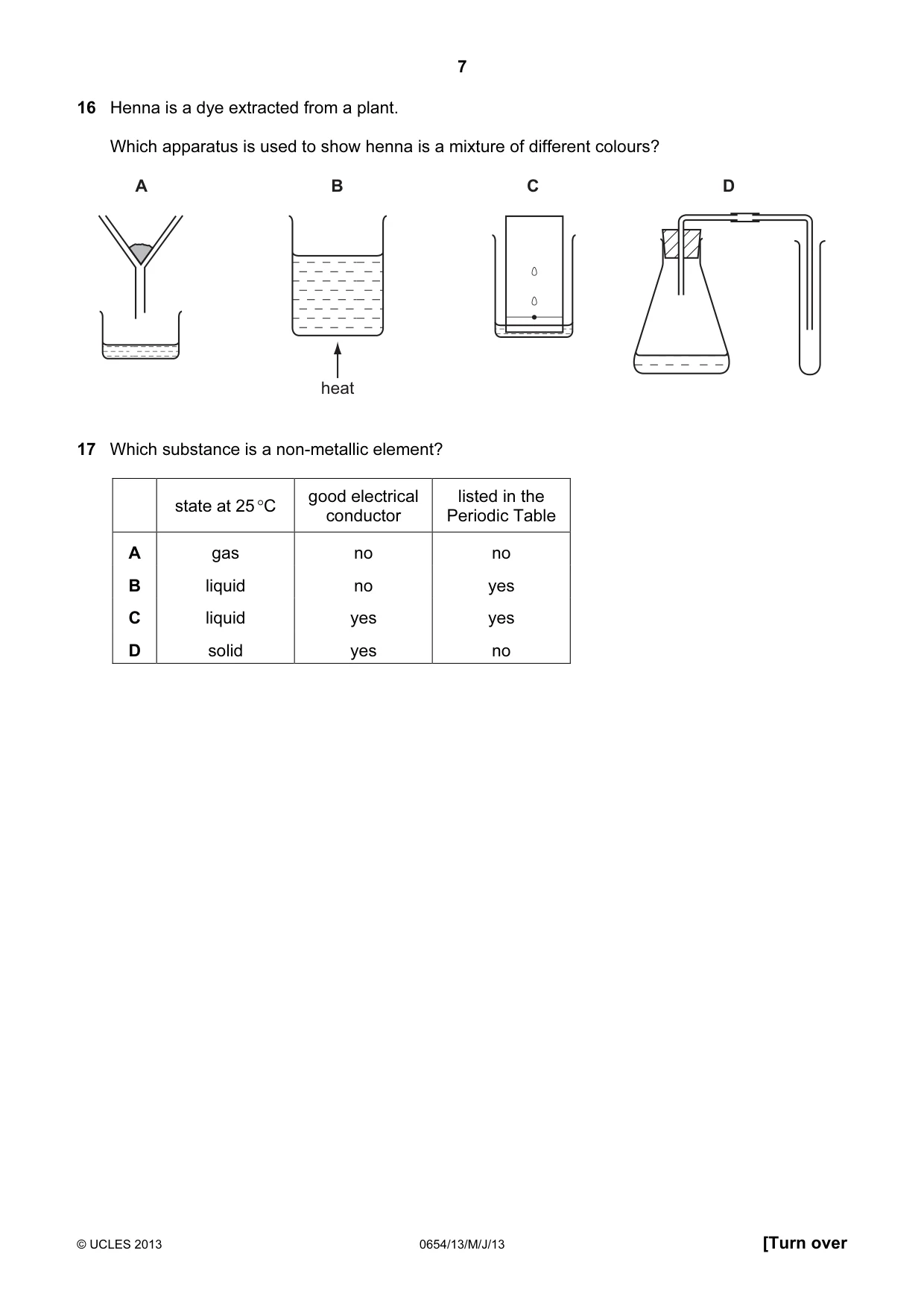 Cambridge IGCSE Sciences - Co-ordinated (Double) 0654 2013 May/June Paper 1 · Variant 3 question paper, page 7 of 20
