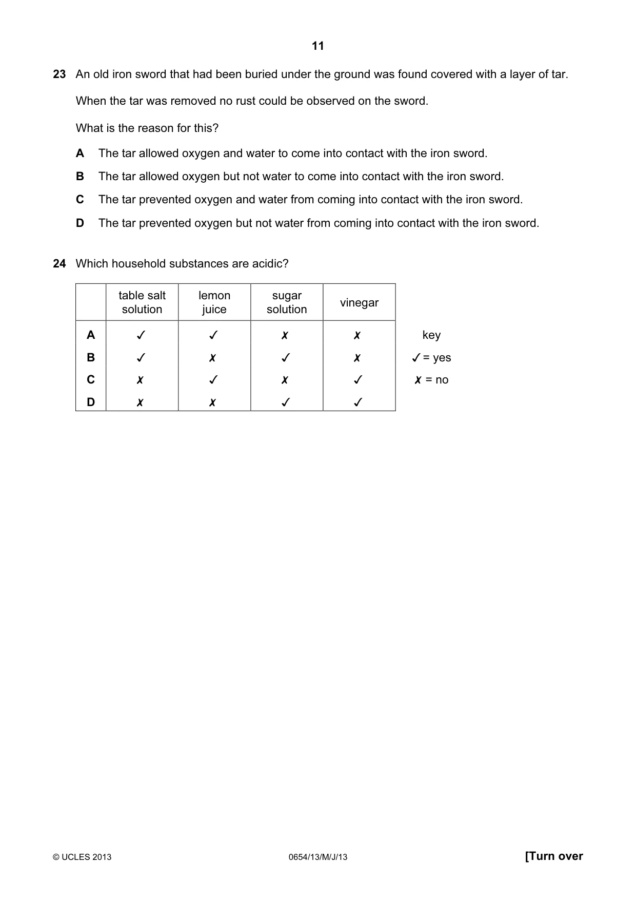 Cambridge IGCSE Sciences - Co-ordinated (Double) 0654 2013 May/June Paper 1 · Variant 3 question paper, page 11 of 20