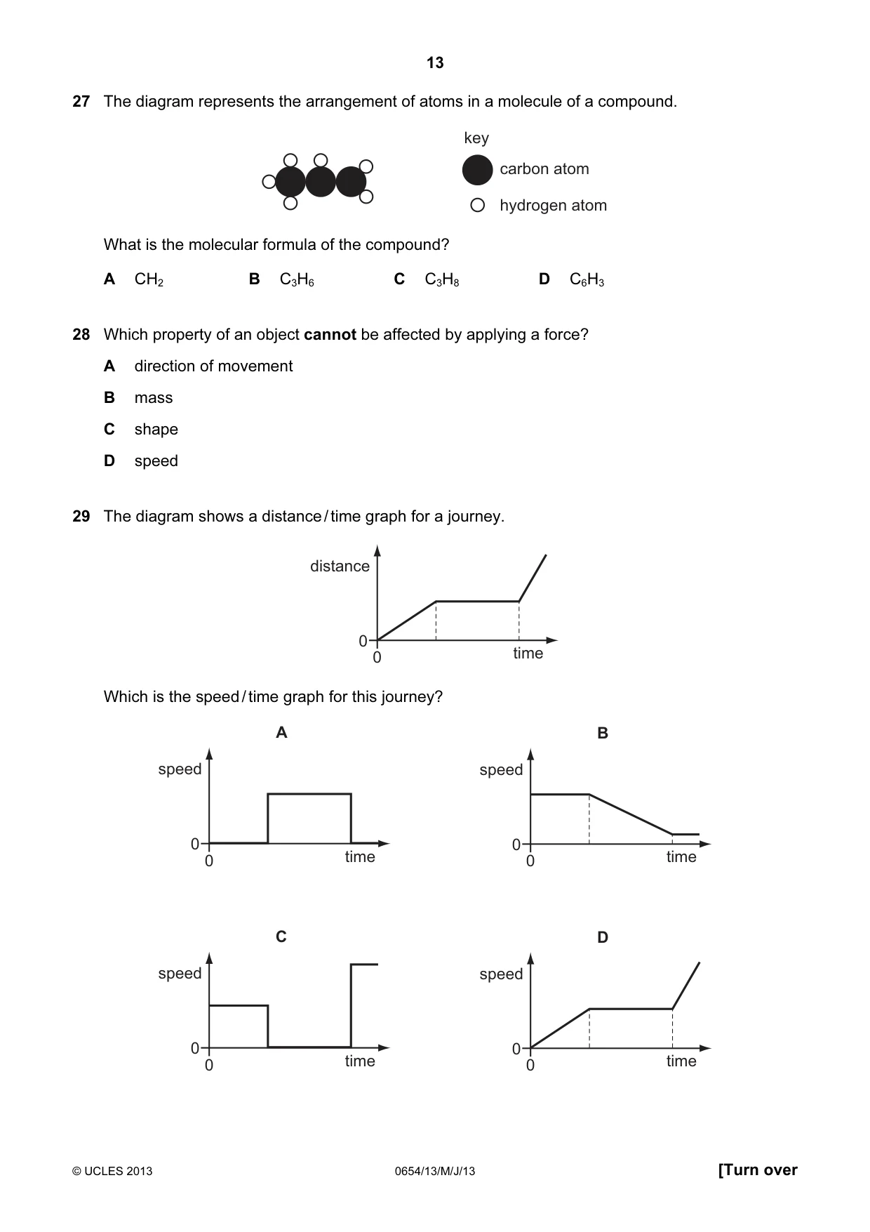 Cambridge IGCSE Sciences - Co-ordinated (Double) 0654 2013 May/June Paper 1 · Variant 3 question paper, page 13 of 20