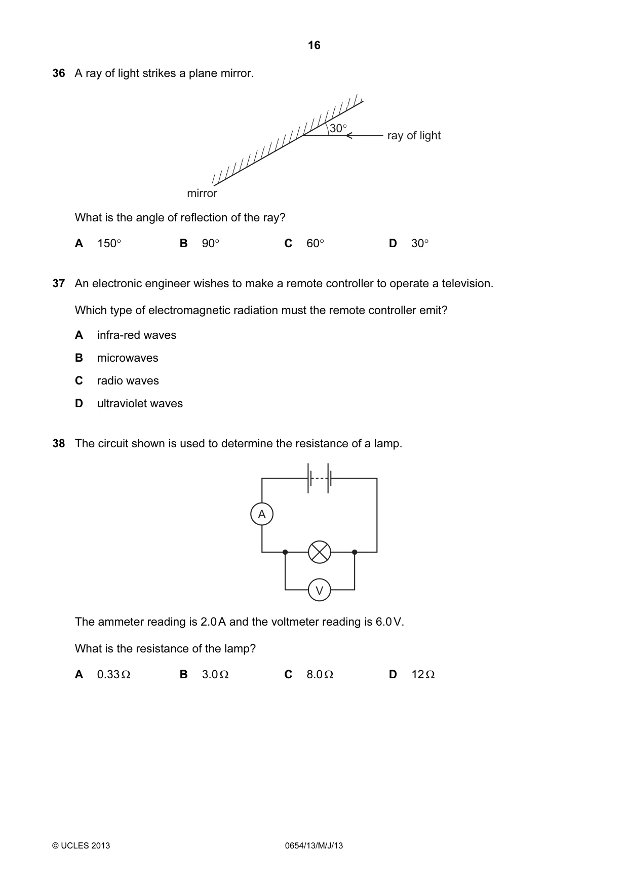 Cambridge IGCSE Sciences - Co-ordinated (Double) 0654 2013 May/June Paper 1 · Variant 3 question paper, page 16 of 20