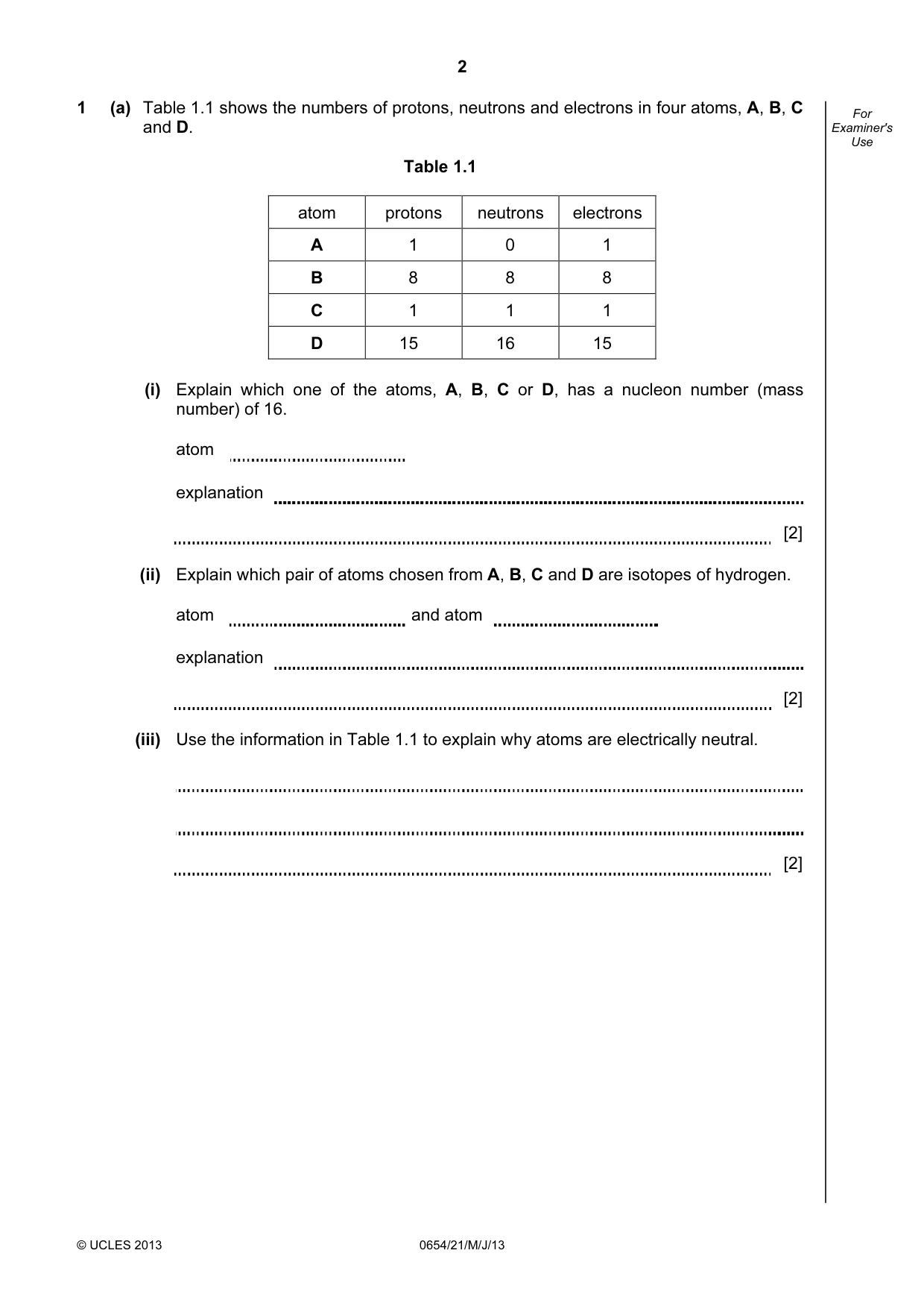 Cambridge IGCSE Sciences - Co-ordinated (Double) 0654 2013 May/June Paper 2 · Variant 1 question paper, page 2 of 32