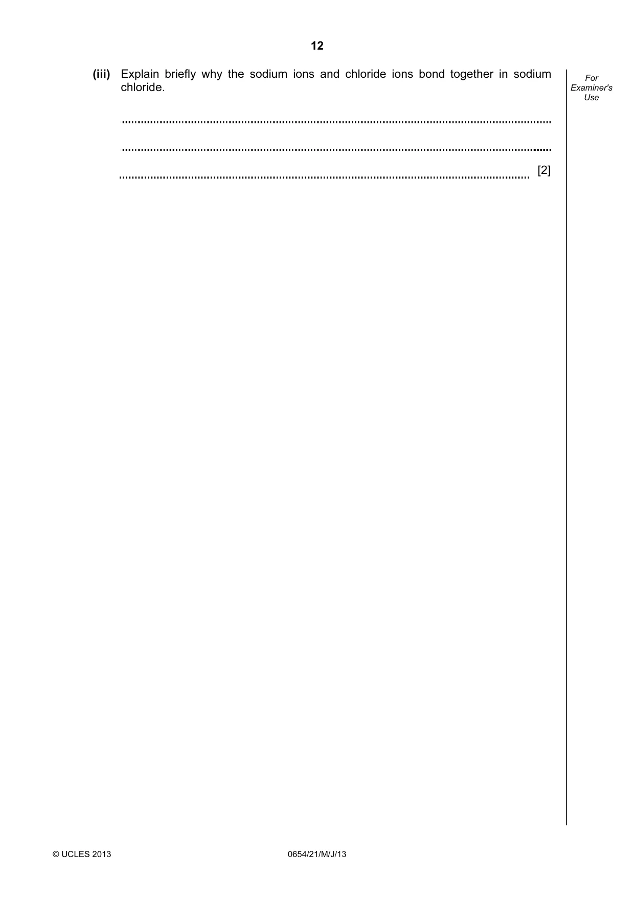 Cambridge IGCSE Sciences - Co-ordinated (Double) 0654 2013 May/June Paper 2 · Variant 1 question paper, page 12 of 32