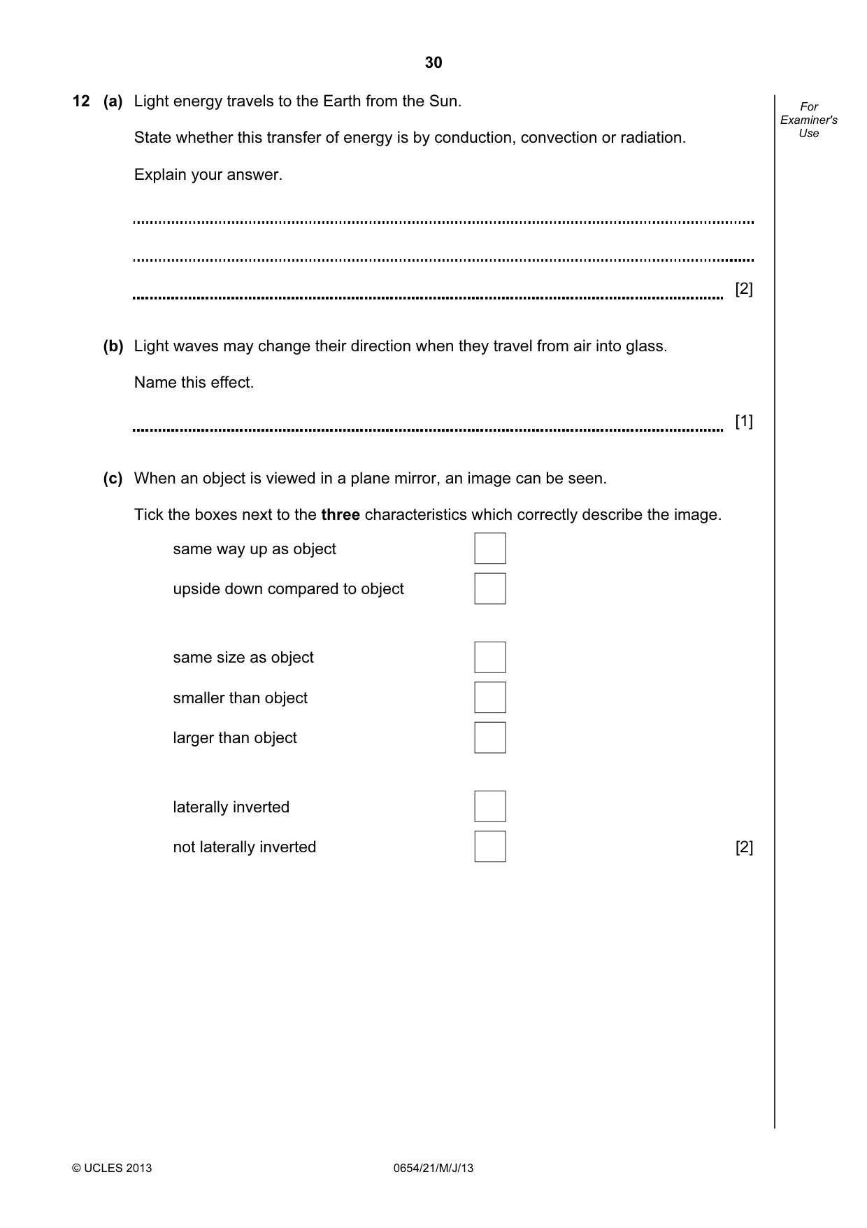 Cambridge IGCSE Sciences - Co-ordinated (Double) 0654 2013 May/June Paper 2 · Variant 1 question paper, page 30 of 32