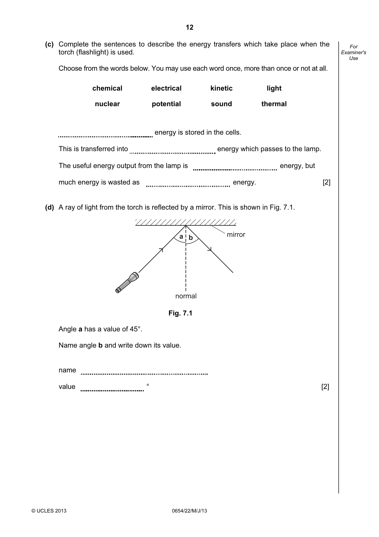 Cambridge IGCSE Sciences - Co-ordinated (Double) 0654 2013 May/June Paper 2 · Variant 2 question paper, page 12 of 28