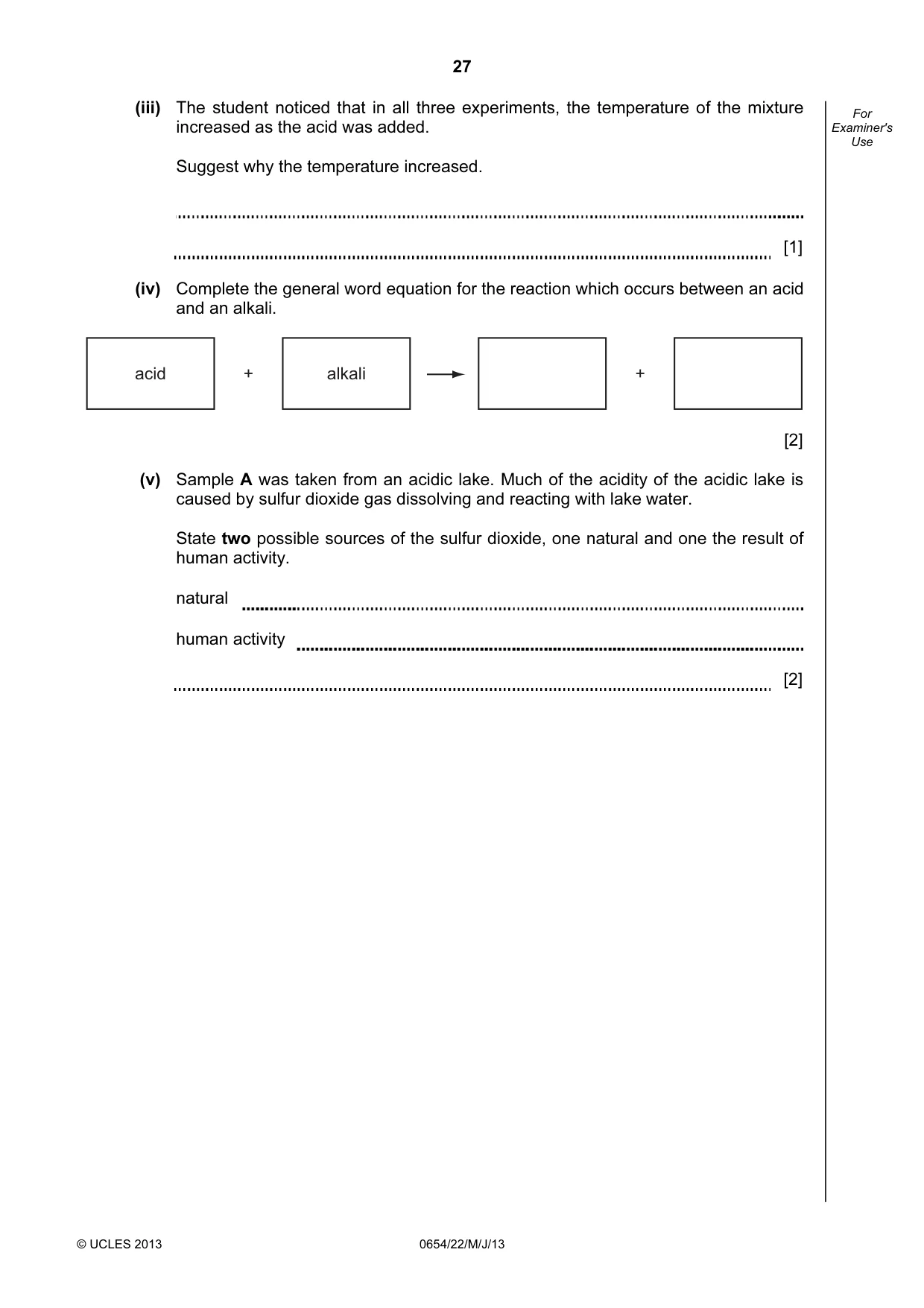 Cambridge IGCSE Sciences - Co-ordinated (Double) 0654 2013 May/June Paper 2 · Variant 2 question paper, page 27 of 28