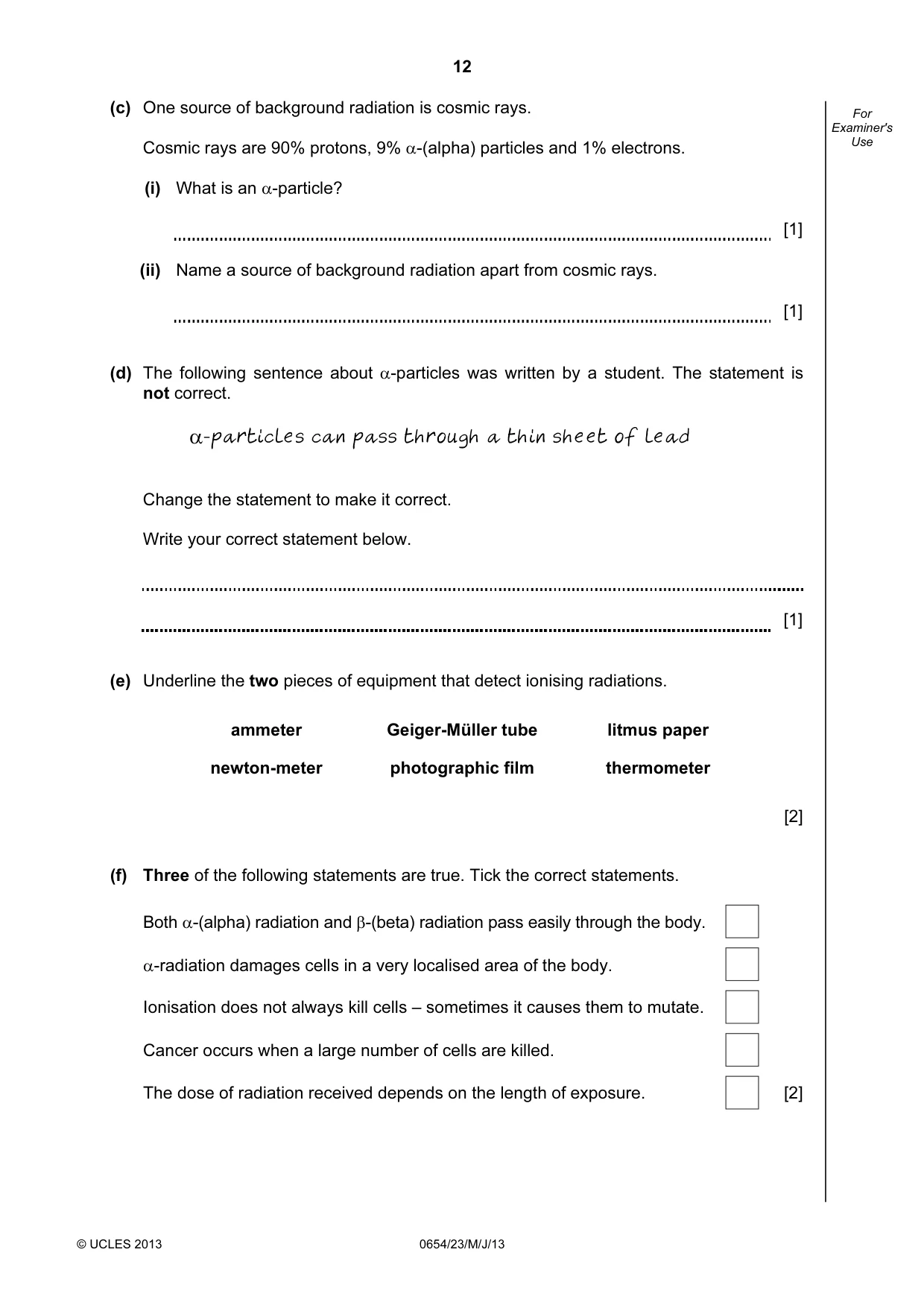 Cambridge IGCSE Sciences - Co-ordinated (Double) 0654 2013 May/June Paper 2 · Variant 3 question paper, page 12 of 28