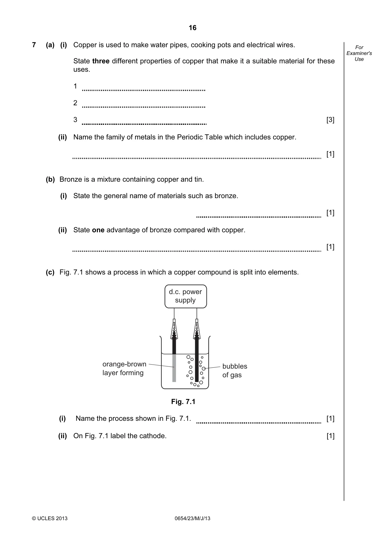Cambridge IGCSE Sciences - Co-ordinated (Double) 0654 2013 May/June Paper 2 · Variant 3 question paper, page 16 of 28