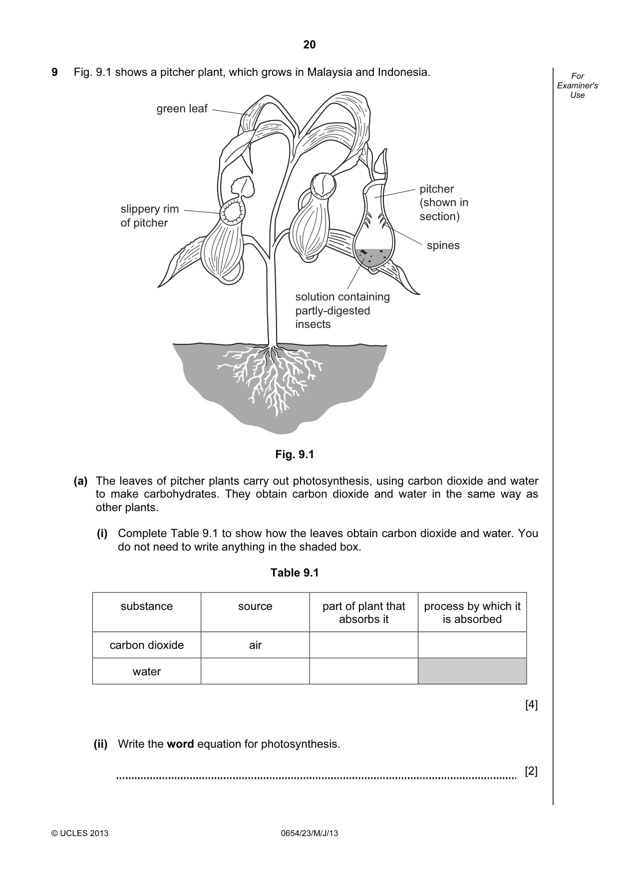 Cambridge IGCSE Sciences - Co-ordinated (Double) 0654 2013 May/June Paper 2 · Variant 3 question paper, page 20 of 28