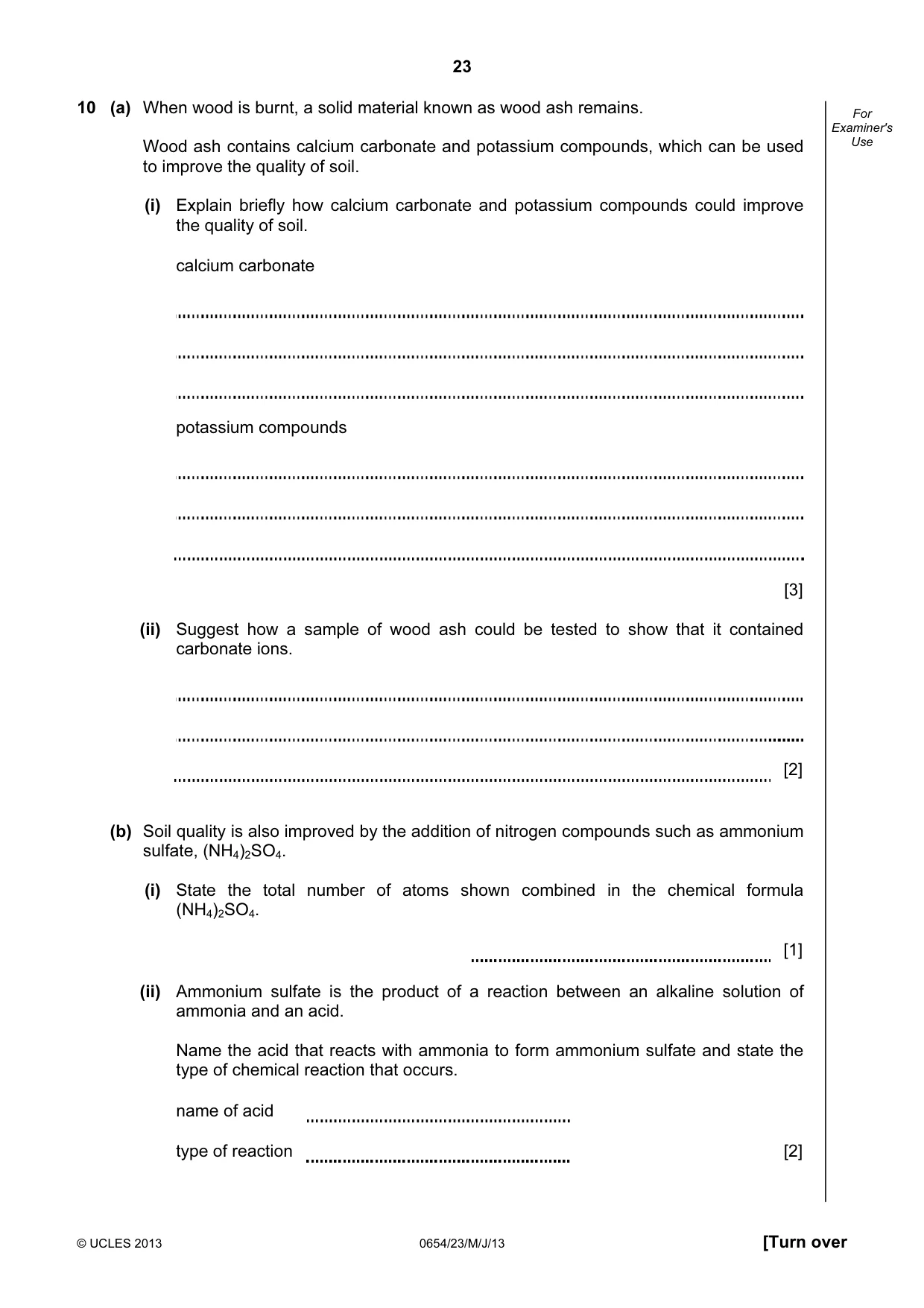 Cambridge IGCSE Sciences - Co-ordinated (Double) 0654 2013 May/June Paper 2 · Variant 3 question paper, page 23 of 28